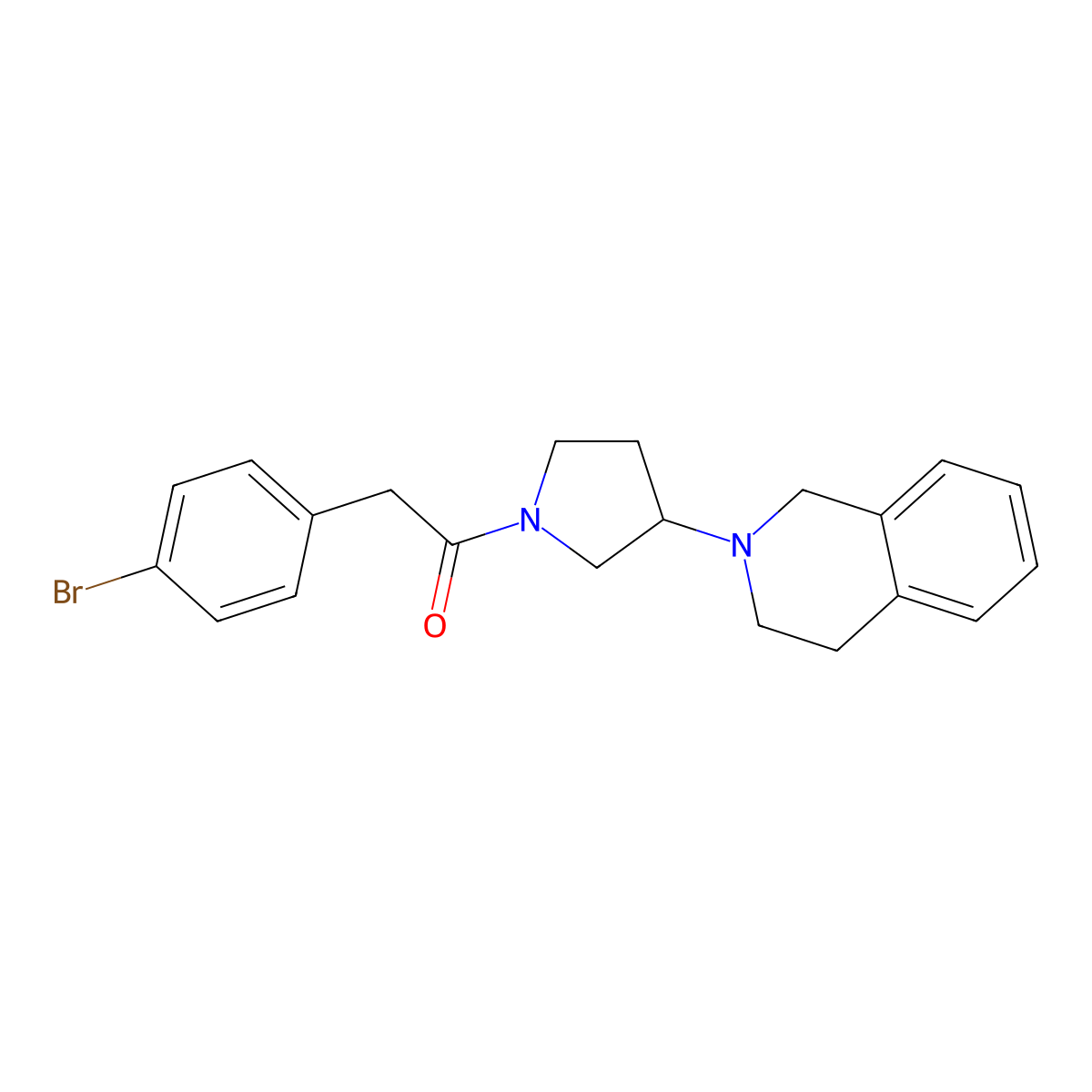 2-(4-bromophenyl)-1-(3-(3,4-dihydroisoquinolin-2(1H)-yl)pyrrolidin-1-yl)ethanone molecular structure, CAS 2034358-32-0