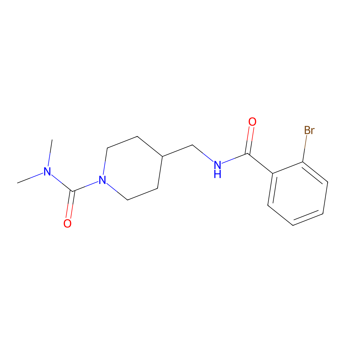 4-((2-bromobenzamido)methyl)-N,N-dimethylpiperidine-1-carboxamide molecular structure, CAS 2034358-34-2