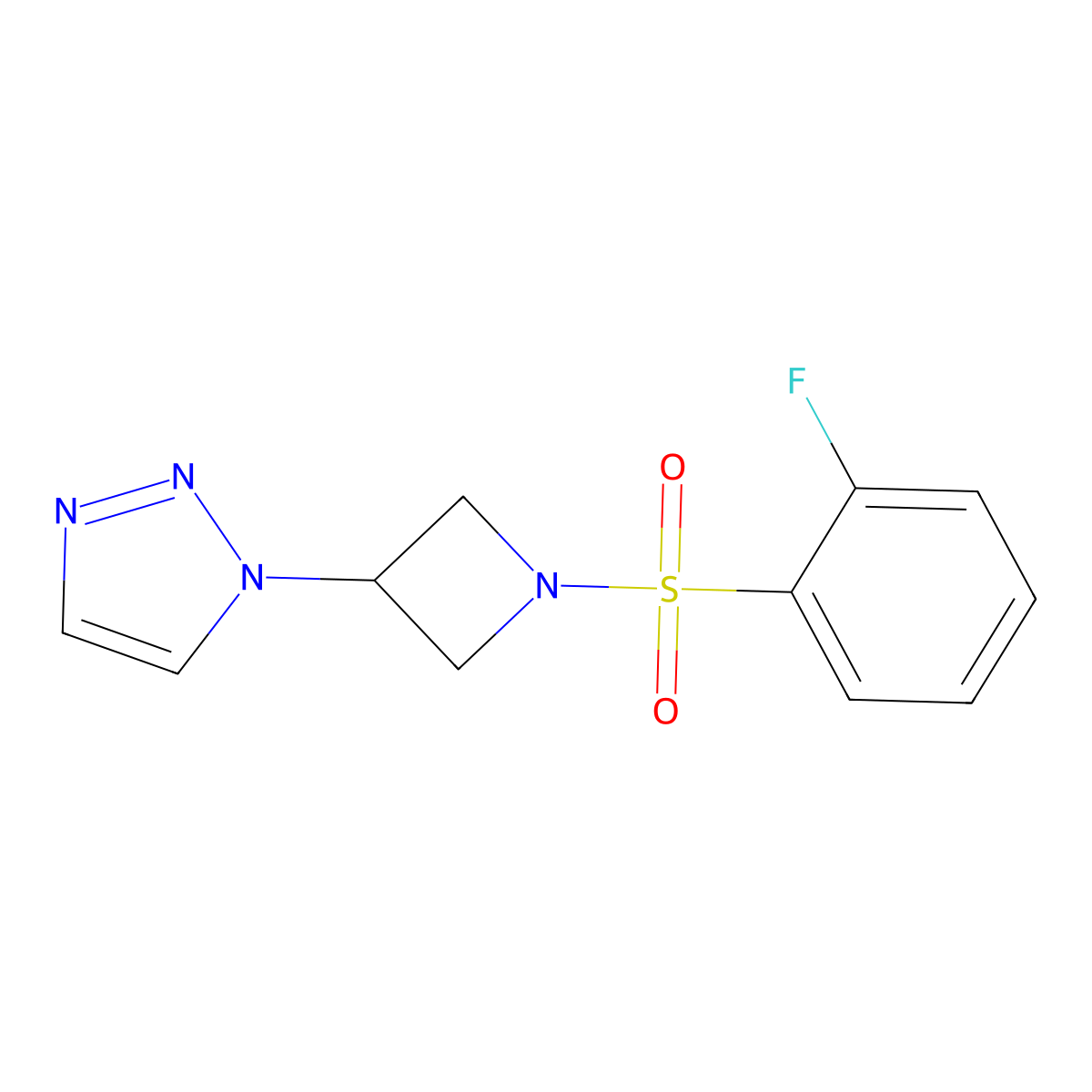 1-(1-((2-fluorophenyl)sulfonyl)azetidin-3-yl)-1H-1,2,3-triazole molecular structure, CAS 2034358-37-5
