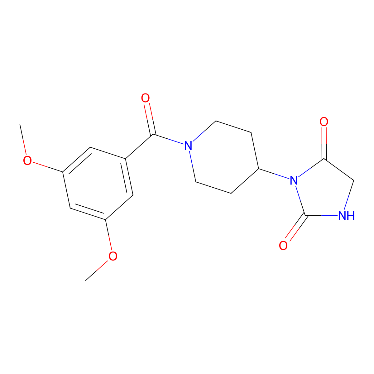 3-[1-(3,5-Dimethoxybenzoyl)piperidin-4-yl]imidazolidine-2,4-dione molecular structure, CAS 2034358-38-6