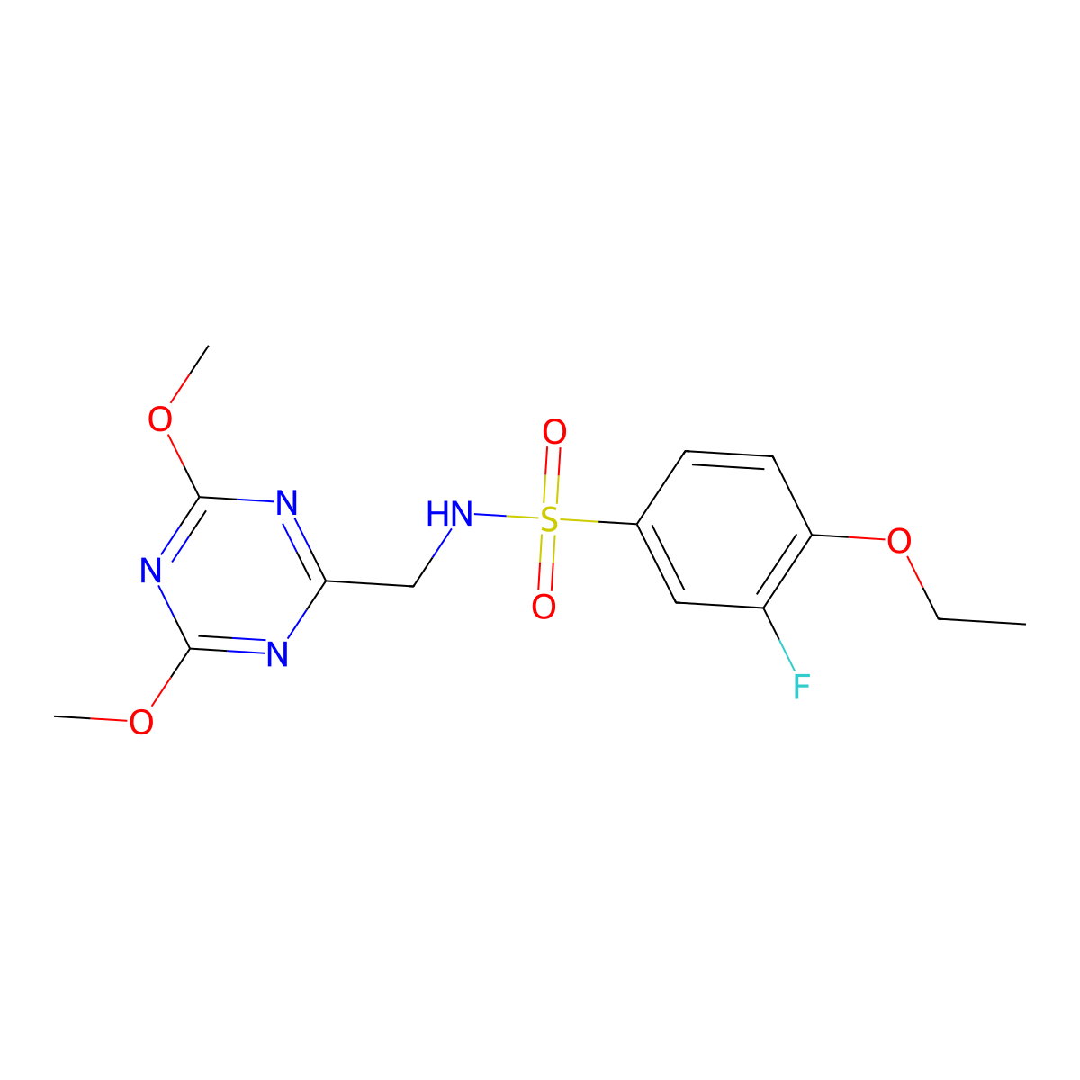 N-((4,6-dimethoxy-1,3,5-triazin-2-yl)methyl)-4-ethoxy-3-fluorobenzenesulfonamide molecular structure, CAS 2034358-40-0