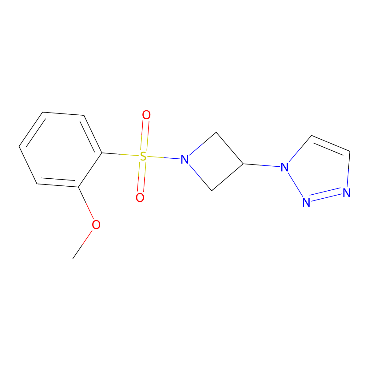 1-(1-((2-methoxyphenyl)sulfonyl)azetidin-3-yl)-1H-1,2,3-triazole molecular structure, CAS 2034358-43-3