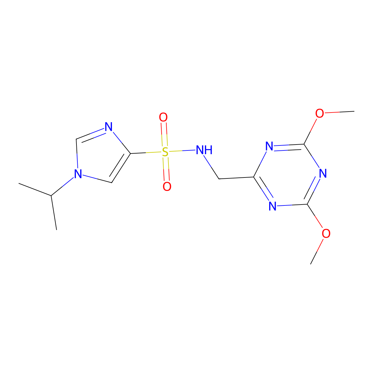 N-((4,6-dimethoxy-1,3,5-triazin-2-yl)methyl)-1-isopropyl-1H-imidazole-4-sulfonamide molecular structure, CAS 2034358-46-6