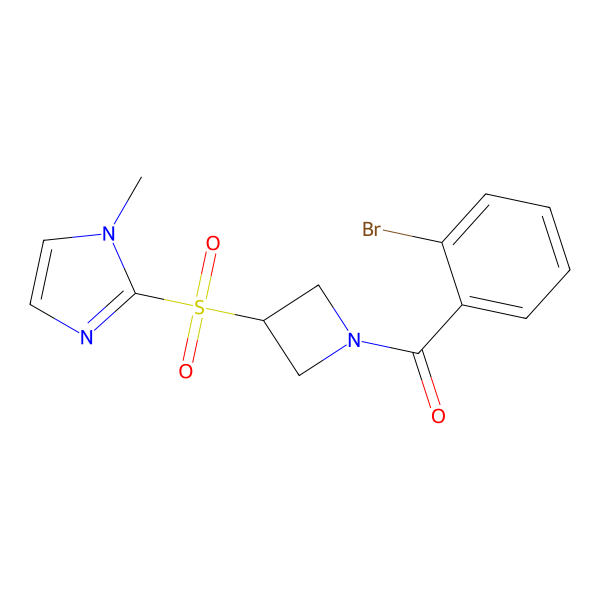 (2-bromophenyl)(3-((1-methyl-1H-imidazol-2-yl)sulfonyl)azetidin-1-yl)methanone molecular structure, CAS 2034358-47-7