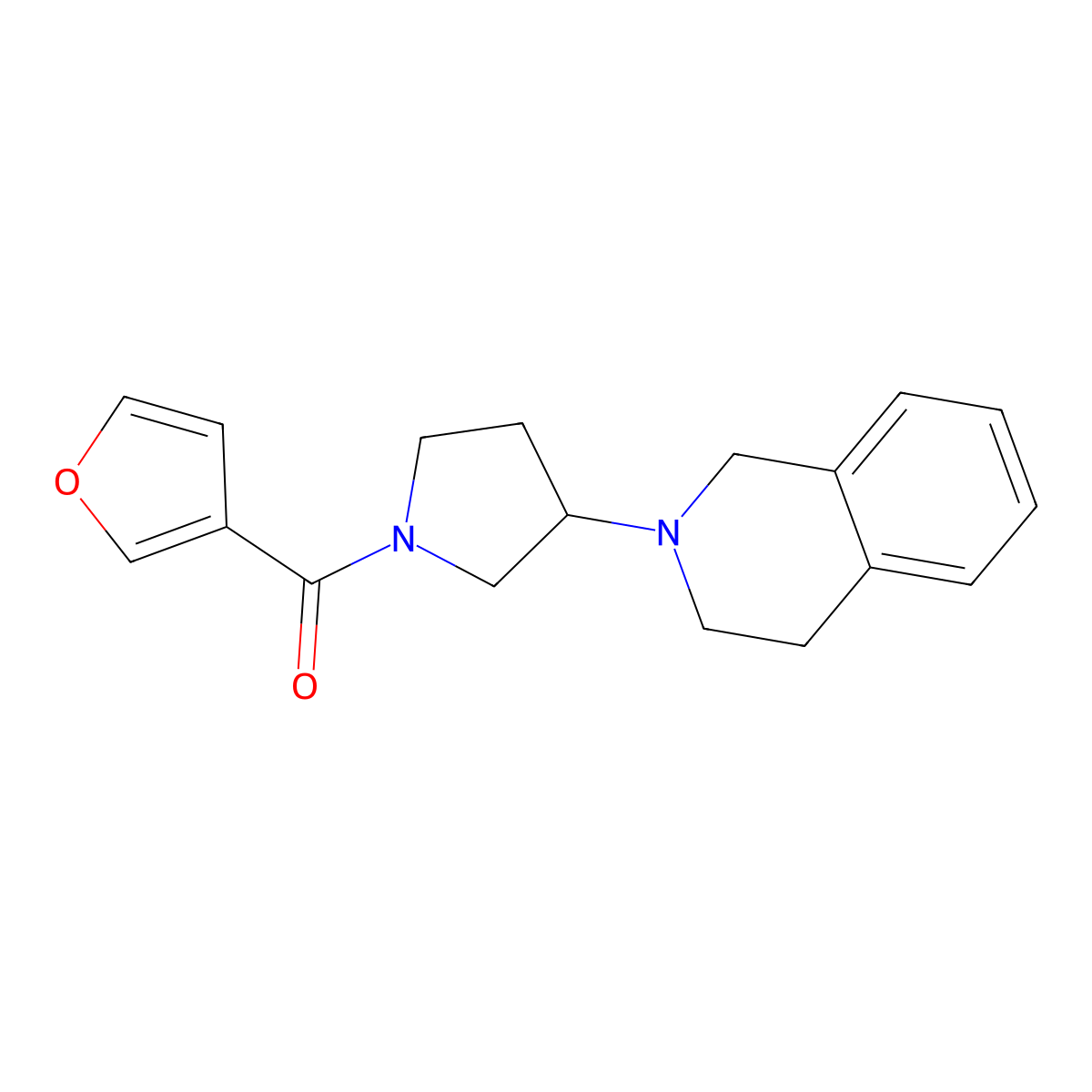 (3-(3,4-dihydroisoquinolin-2(1H)-yl)pyrrolidin-1-yl)(furan-3-yl)methanone molecular structure, CAS 2034358-53-5