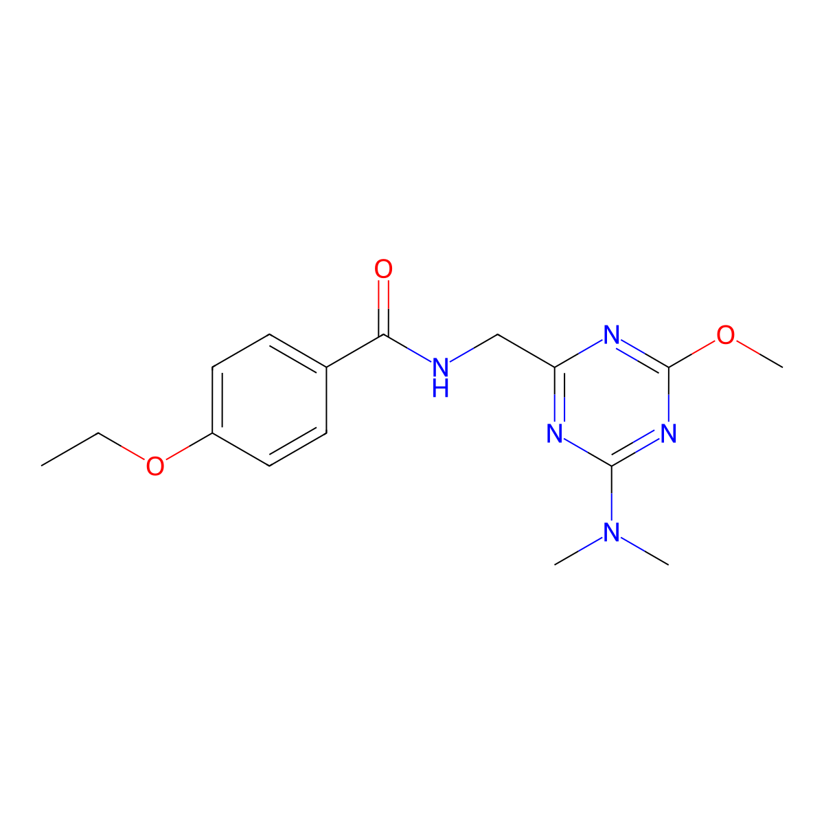 N-{[4-(dimethylamino)-6-methoxy-1,3,5-triazin-2-yl]methyl}-4-ethoxybenzamide molecular structure, CAS 2034358-57-9