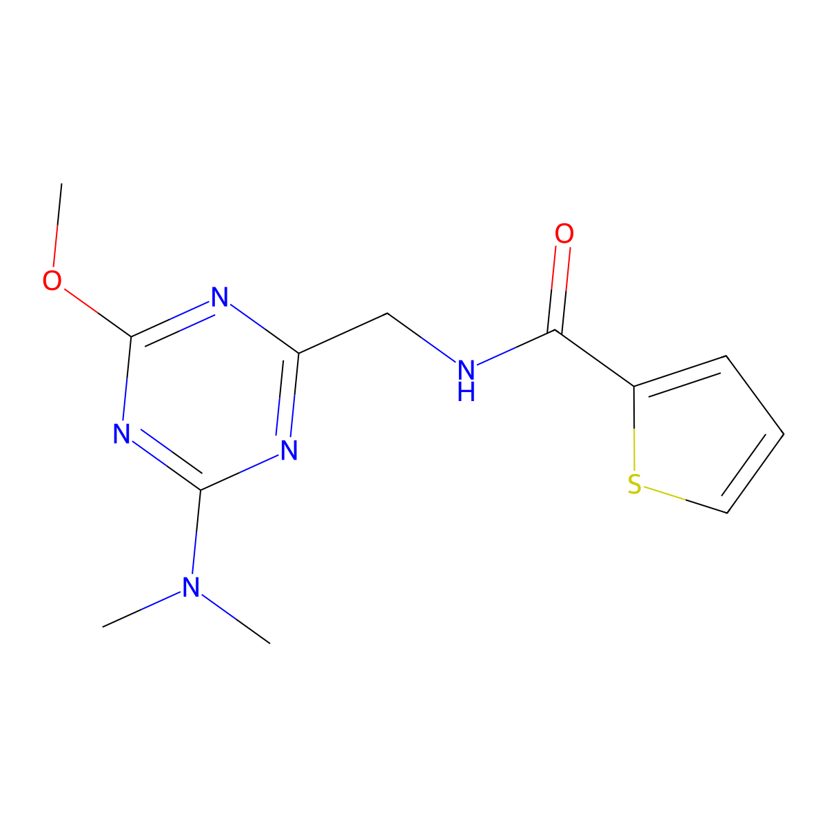 N-{[4-(dimethylamino)-6-methoxy-1,3,5-triazin-2-yl]methyl}thiophene-2-carboxamide molecular structure, CAS 2034358-60-4