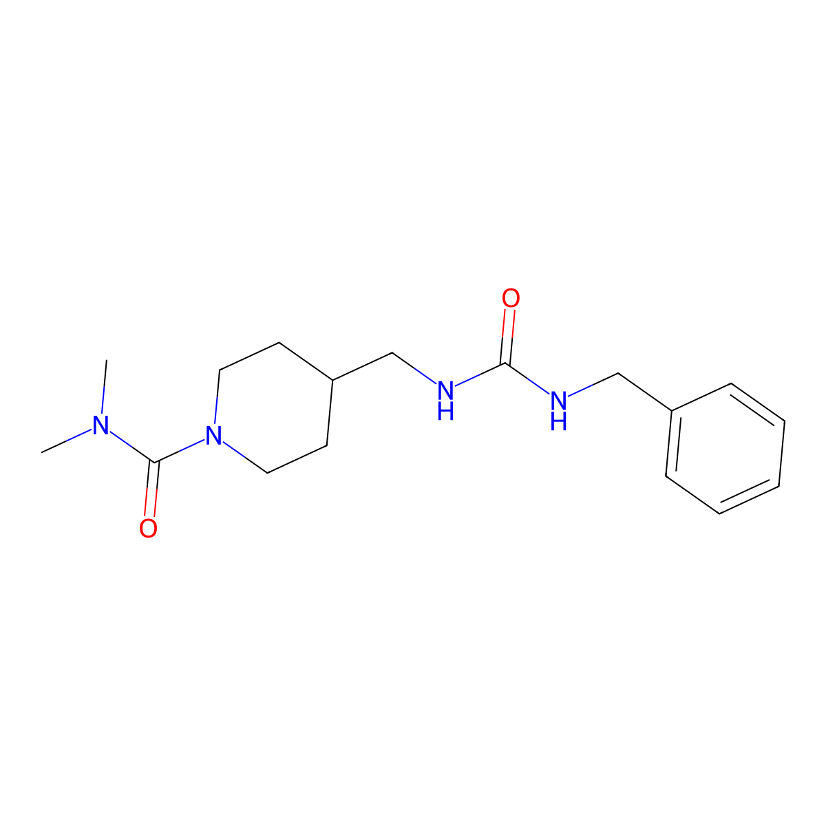 4-((3-benzylureido)methyl)-N,N-dimethylpiperidine-1-carboxamide molecular structure, CAS 2034358-62-6