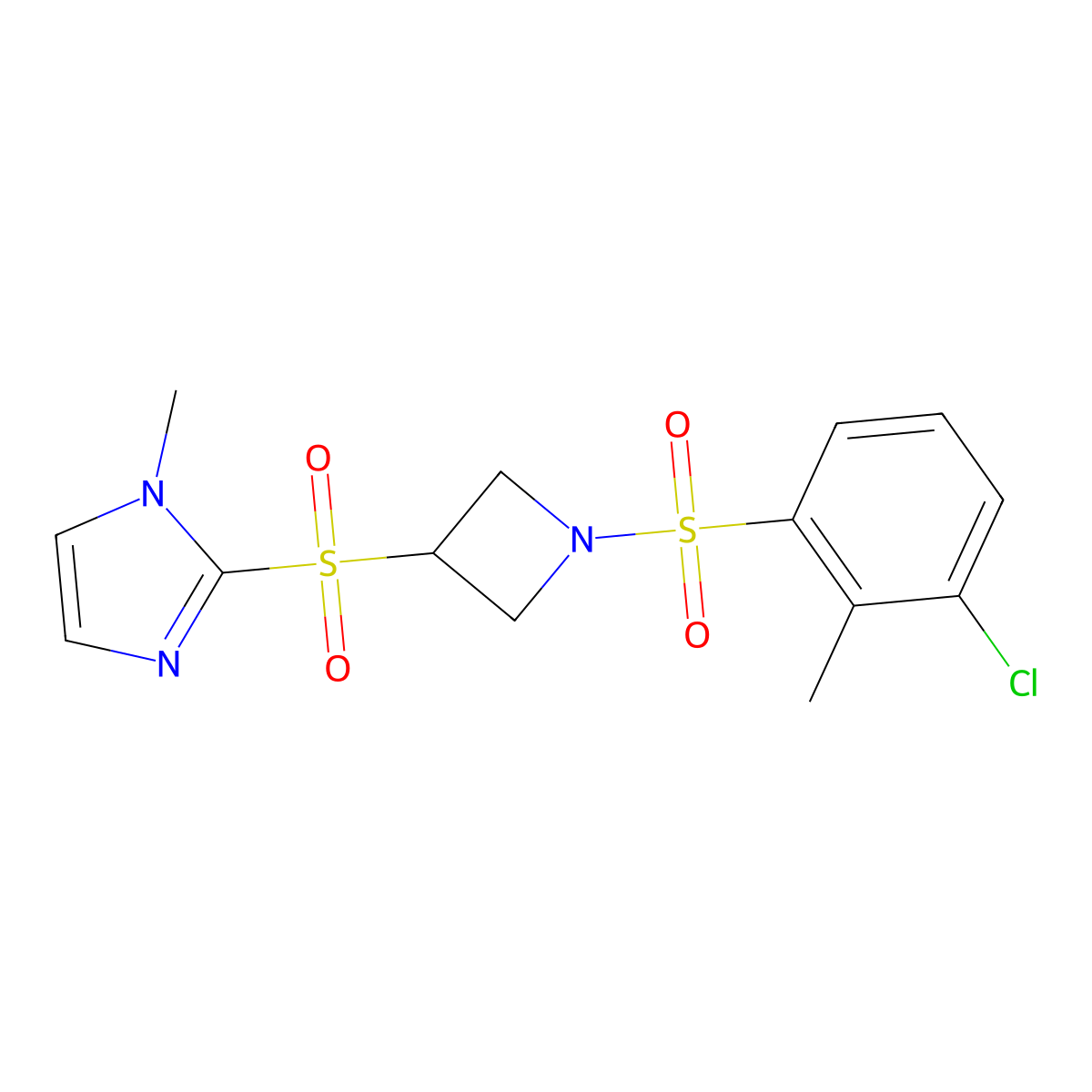 2-((1-((3-chloro-2-methylphenyl)sulfonyl)azetidin-3-yl)sulfonyl)-1-methyl-1H-imidazole molecular structure, CAS 2034358-64-8