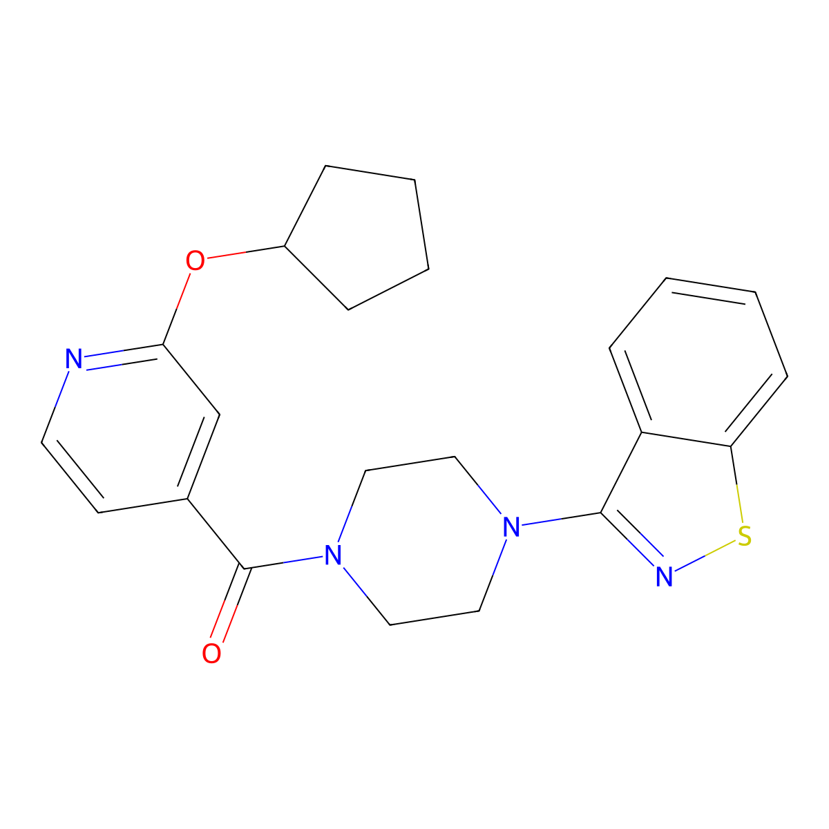 (4-(Benzo[d]isothiazol-3-yl)piperazin-1-yl)(2-(cyclopentyloxy)pyridin-4-yl)methanone molecular structure, CAS 2034358-65-9