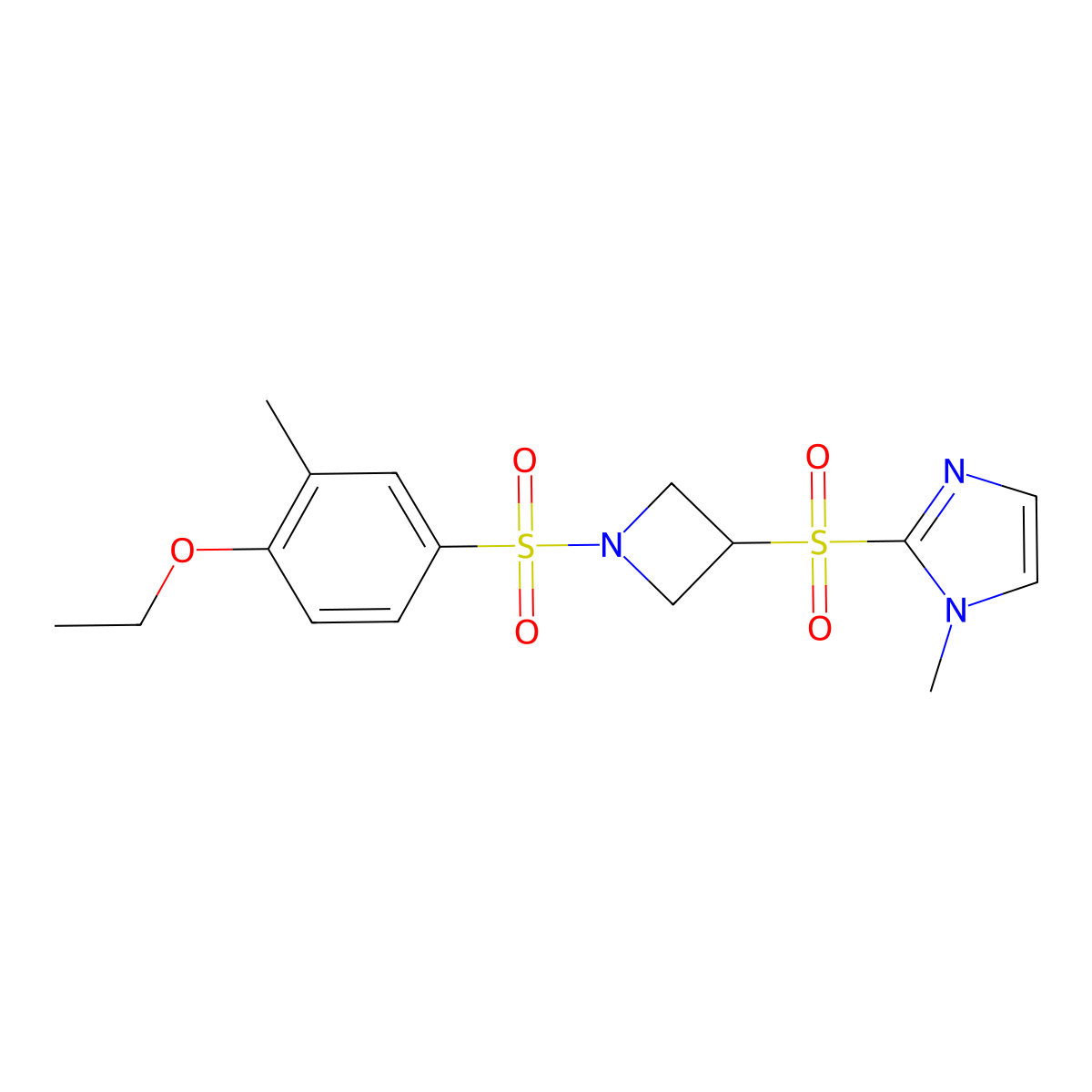 2-((1-((4-ethoxy-3-methylphenyl)sulfonyl)azetidin-3-yl)sulfonyl)-1-methyl-1H-imidazole molecular structure, CAS 2034358-69-3