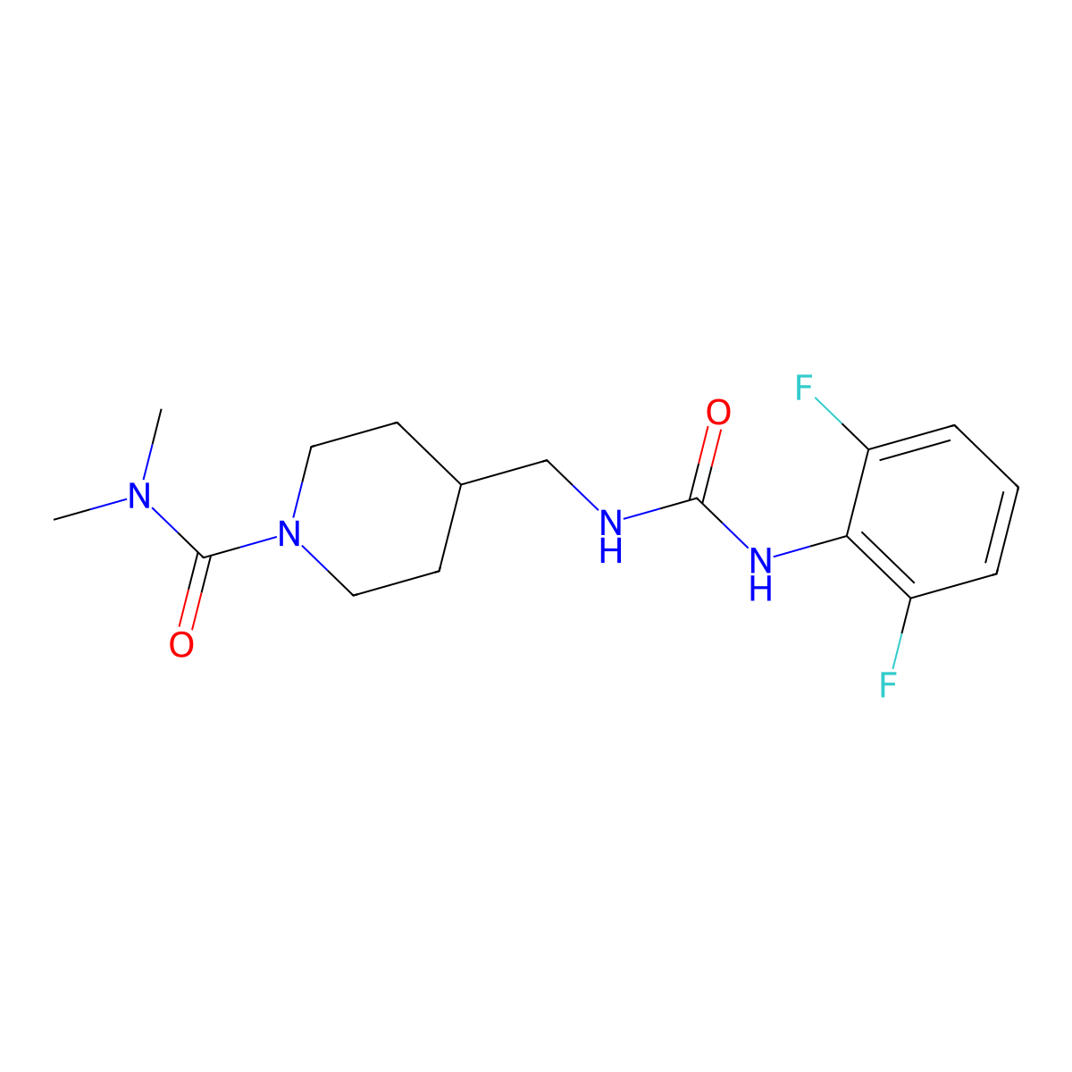 4-((3-(2,6-difluorophenyl)ureido)methyl)-N,N-dimethylpiperidine-1-carboxamide molecular structure, CAS 2034358-70-6