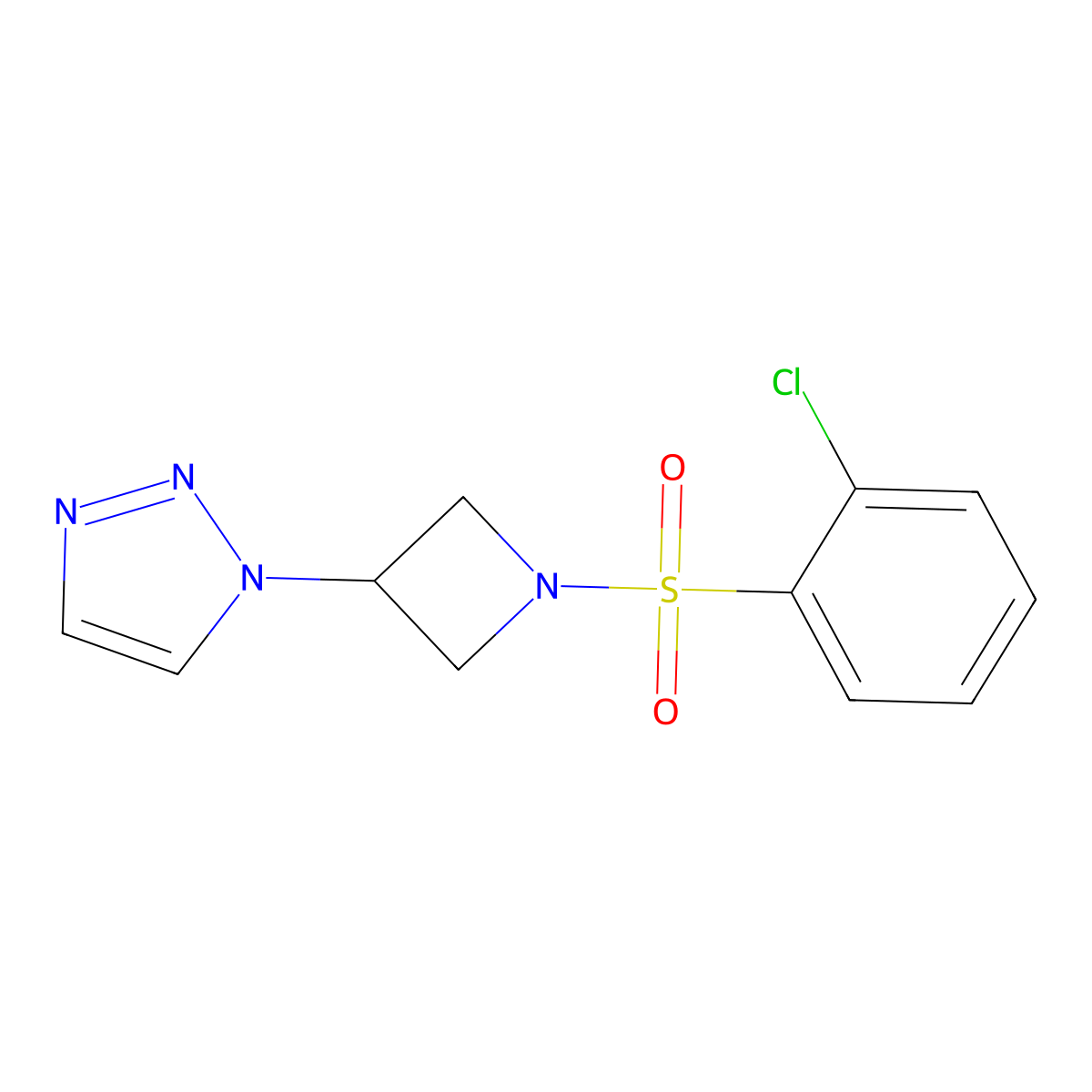 1-(1-((2-chlorophenyl)sulfonyl)azetidin-3-yl)-1H-1,2,3-triazole molecular structure, CAS 2034358-72-8