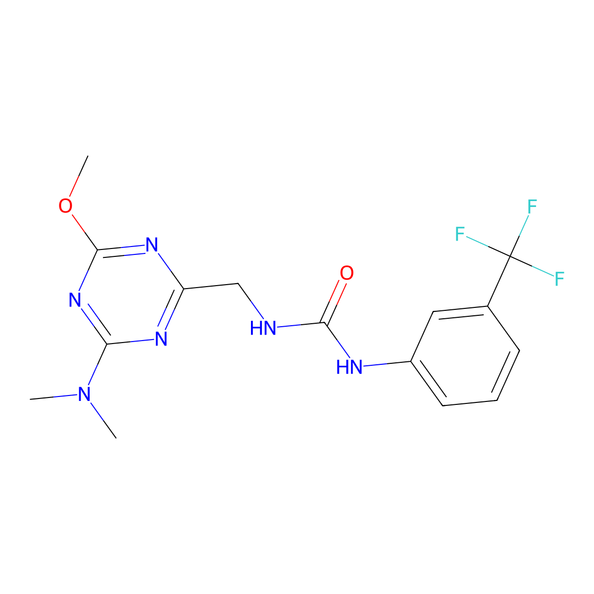1-((4-(Dimethylamino)-6-methoxy-1,3,5-triazin-2-yl)methyl)-3-(3-(trifluoromethyl)phenyl)urea molecular structure, CAS 2034358-74-0