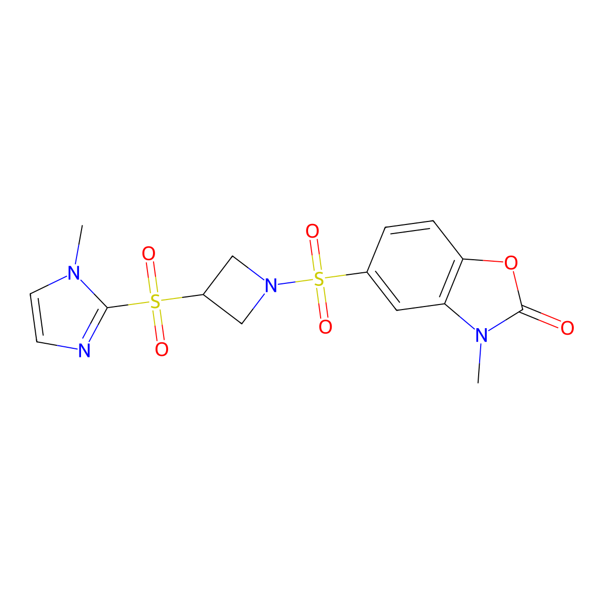 3-methyl-5-((3-((1-methyl-1H-imidazol-2-yl)sulfonyl)azetidin-1-yl)sulfonyl)benzo[d]oxazol-2(3H)-one molecular structure, CAS 2034358-75-1