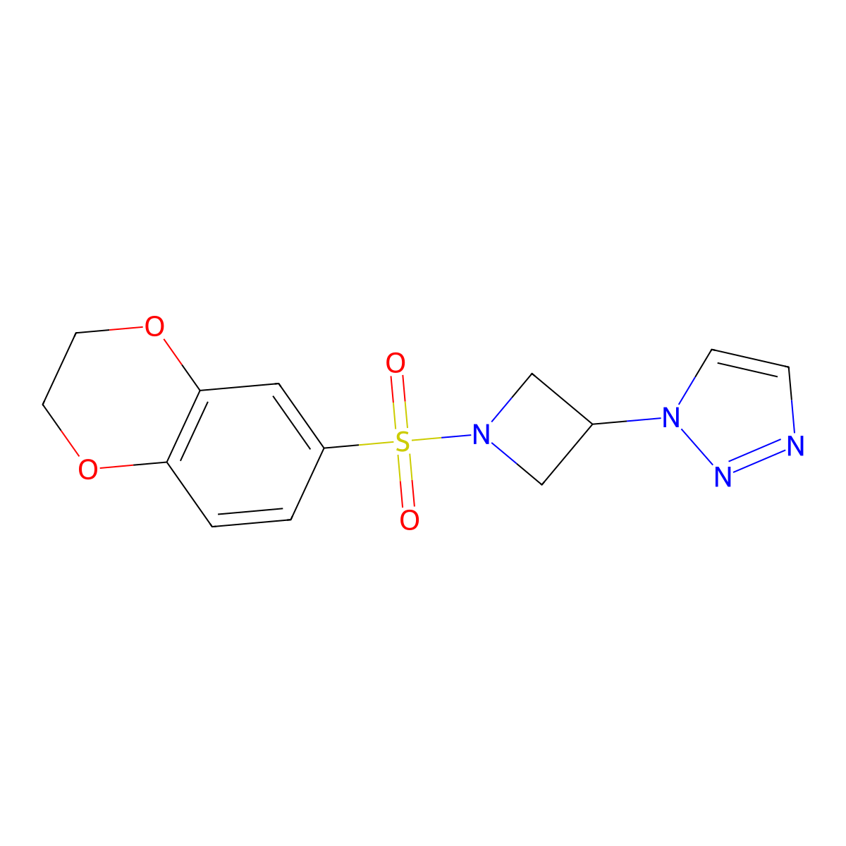 1-(1-((2,3-dihydrobenzo[b][1,4]dioxin-6-yl)sulfonyl)azetidin-3-yl)-1H-1,2,3-triazole molecular structure, CAS 2034358-78-4