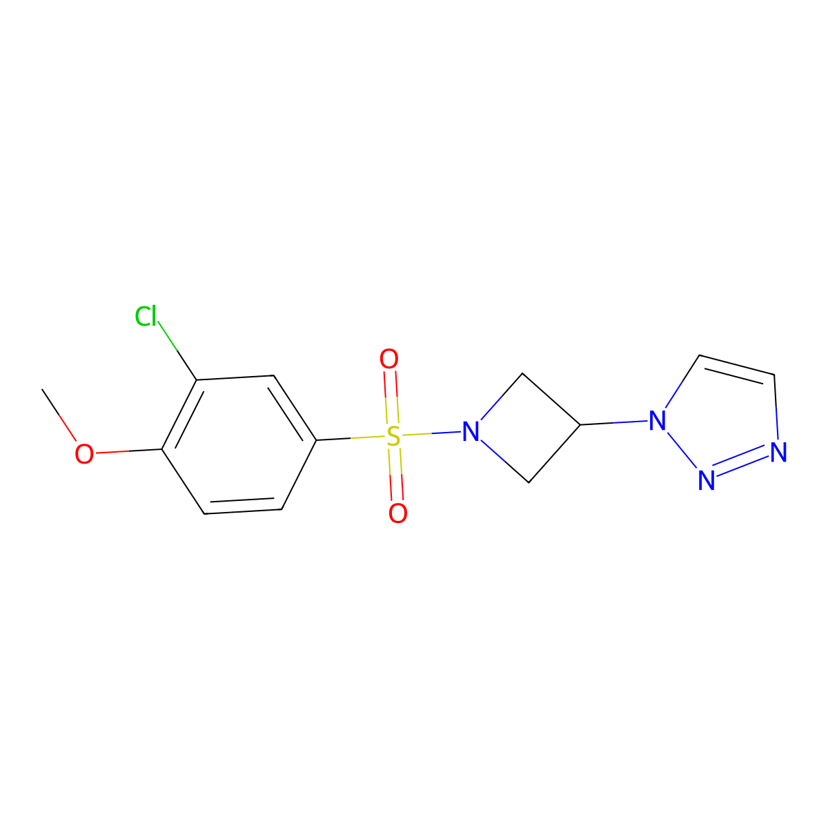 1-(1-((3-chloro-4-methoxyphenyl)sulfonyl)azetidin-3-yl)-1H-1,2,3-triazole molecular structure, CAS 2034358-82-0