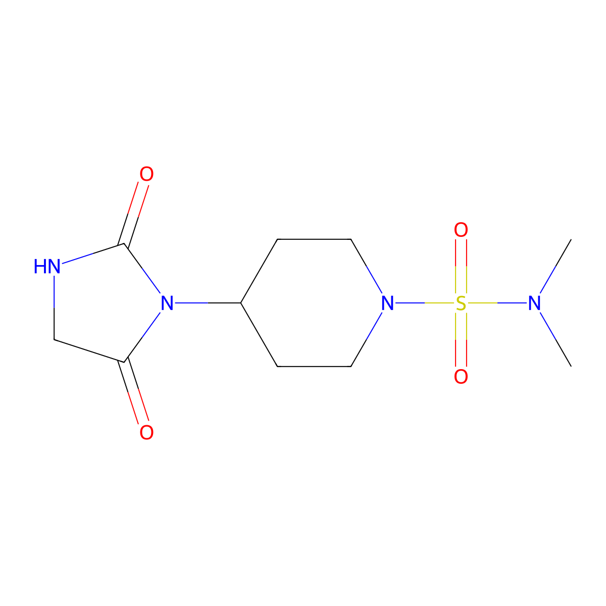 4-(2,5-dioxoimidazolidin-1-yl)-N,N-dimethylpiperidine-1-sulfonamide molecular structure, CAS 2034358-89-7