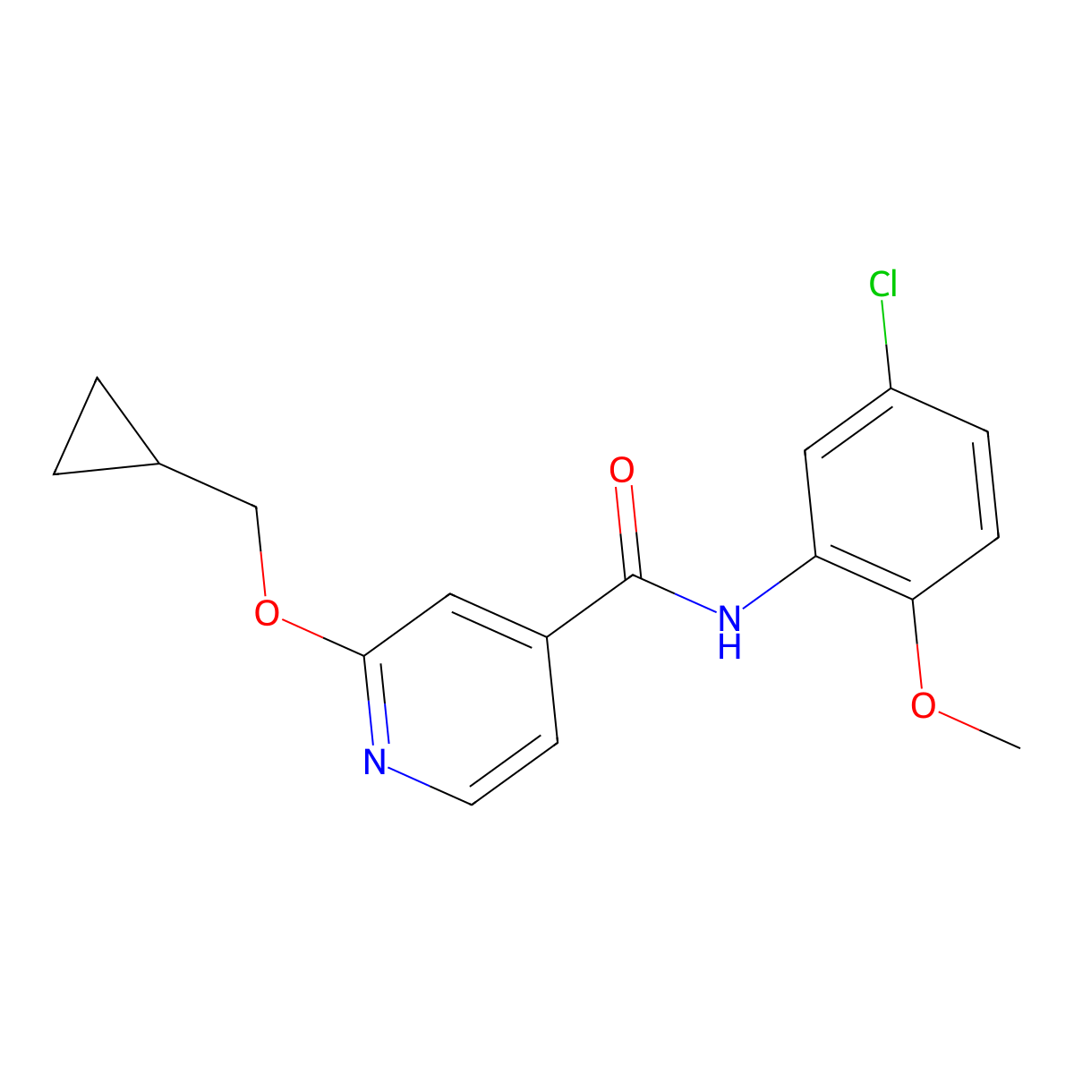 N-(5-chloro-2-methoxyphenyl)-2-(cyclopropylmethoxy)isonicotinamide molecular structure, CAS 2034358-90-0