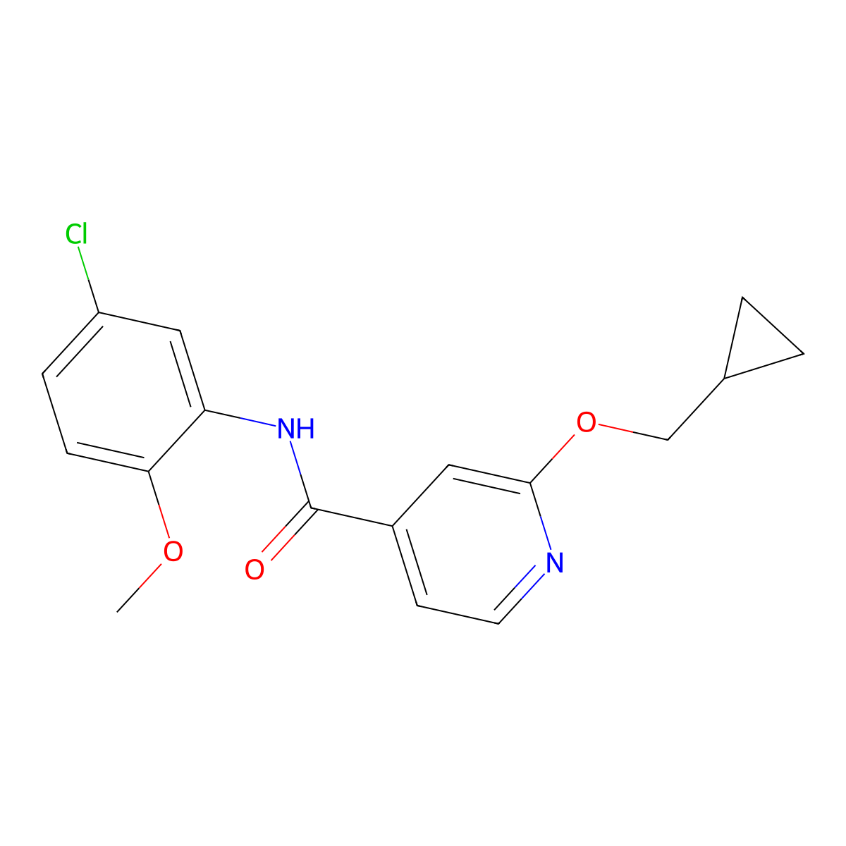 N-(5-chloro-2-methoxyphenyl)-2-(cyclopropylmethoxy)isonicotinamide molecular structure, CAS 2034358-90-0