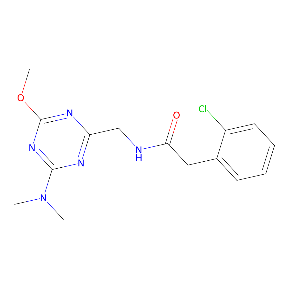 2-(2-chlorophenyl)-N-{[4-(dimethylamino)-6-methoxy-1,3,5-triazin-2-yl]methyl}acetamide molecular structure, CAS 2034358-91-1