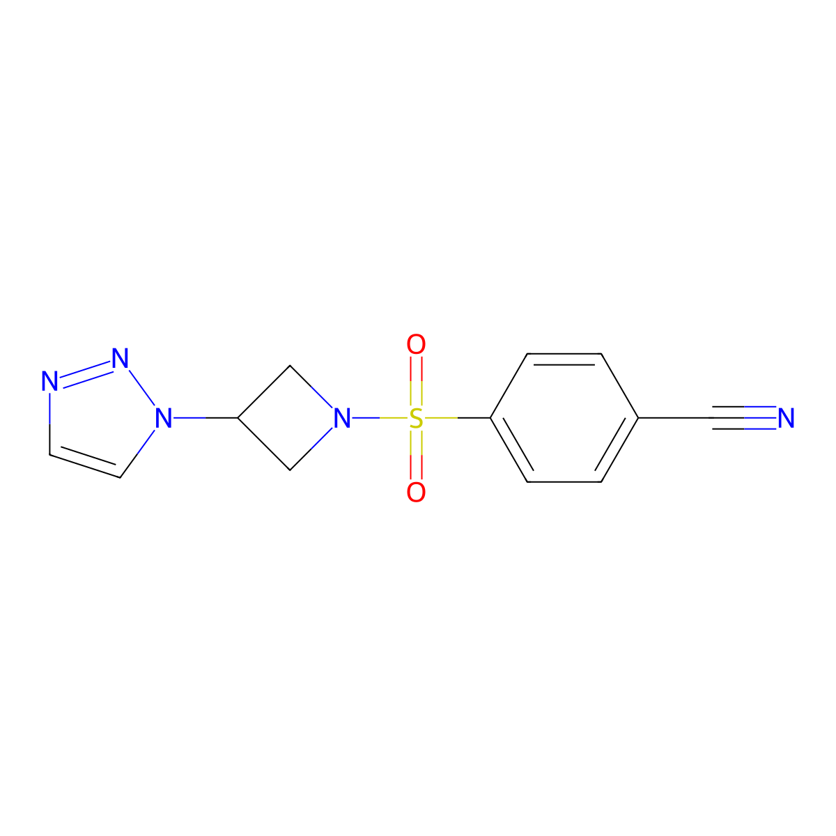 4-((3-(1H-1,2,3-triazol-1-yl)azetidin-1-yl)sulfonyl)benzonitrile molecular structure, CAS 2034358-92-2