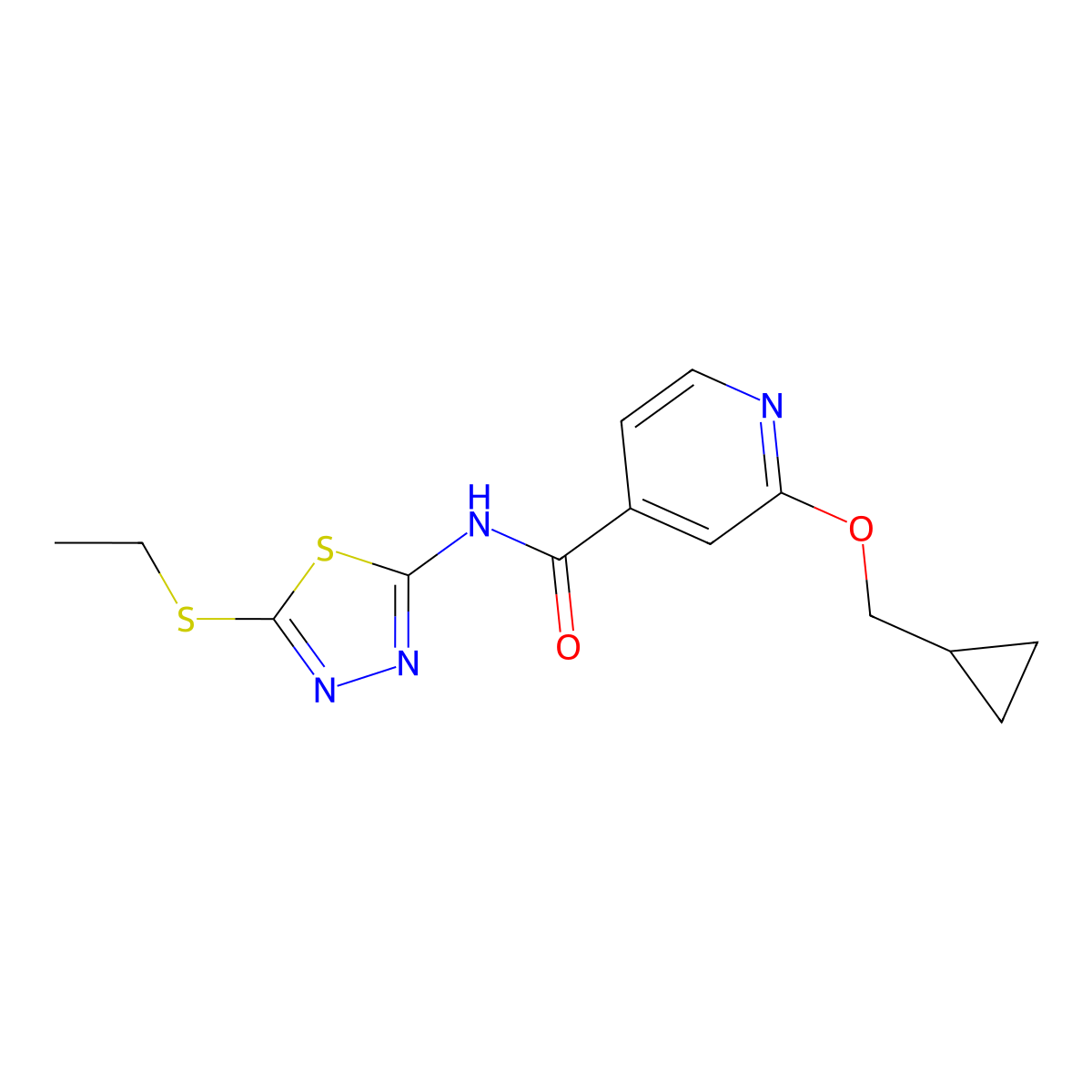 2-(cyclopropylmethoxy)-N-(5-(ethylthio)-1,3,4-thiadiazol-2-yl)isonicotinamide molecular structure, CAS 2034358-96-6