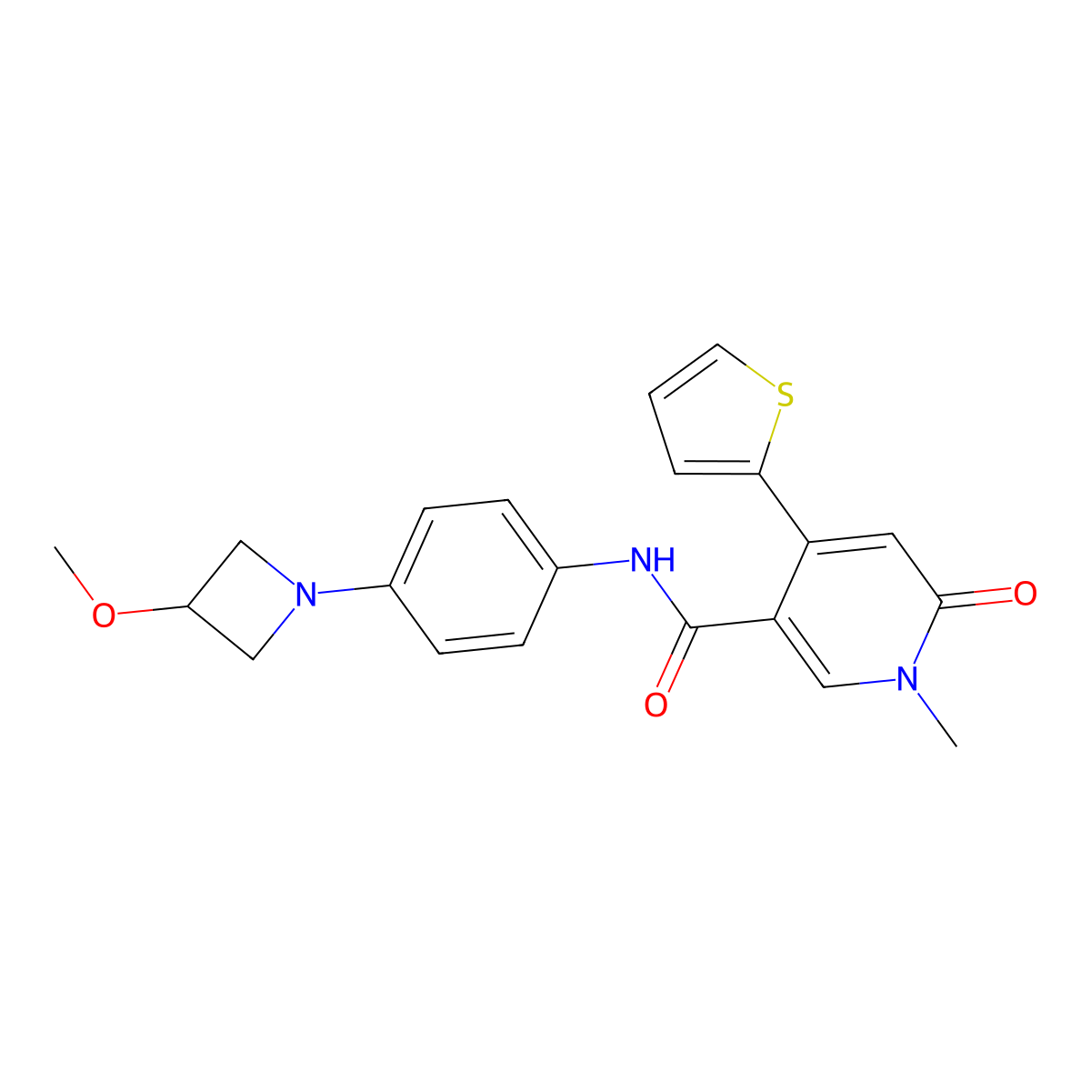 N-[4-(3-methoxyazetidin-1-yl)phenyl]-1-methyl-6-oxo-4-(thiophen-2-yl)-1,6-dihydropyridine-3-carboxamide molecular structure, CAS 2034359-00-5
