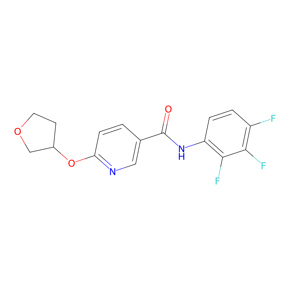 6-((tetrahydrofuran-3-yl)oxy)-N-(2,3,4-trifluorophenyl)nicotinamide molecular structure, CAS 2034359-05-0