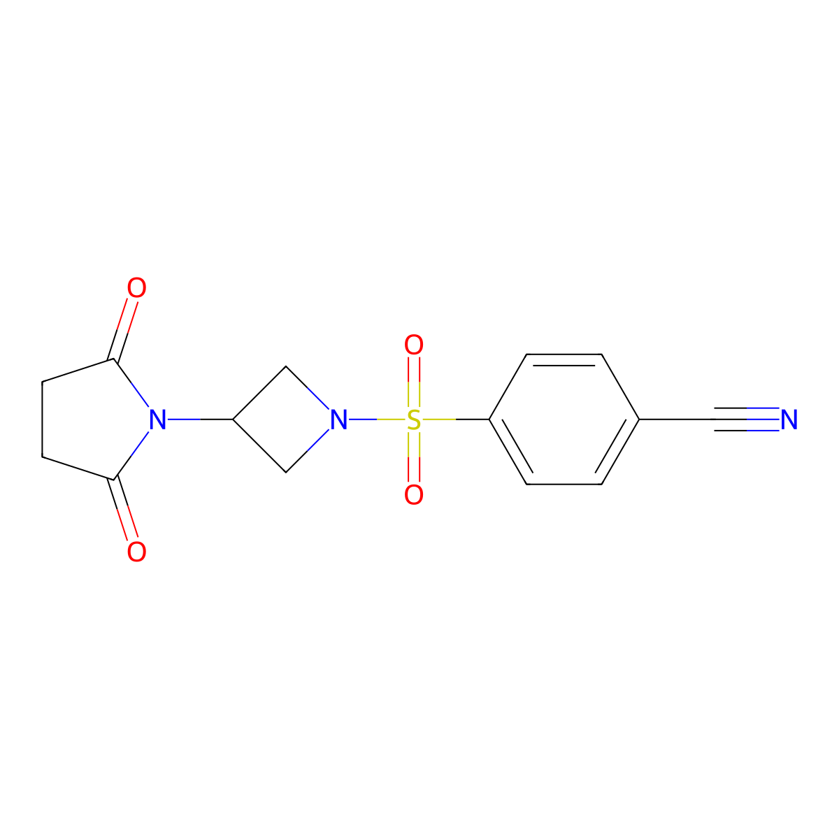 4-((3-(2,5-Dioxopyrrolidin-1-yl)azetidin-1-yl)sulfonyl)benzonitrile molecular structure, CAS 2034359-06-1