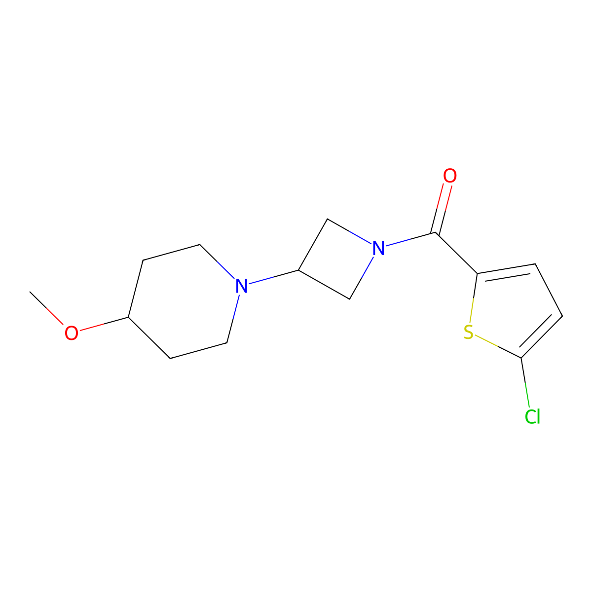 (5-Chlorothiophen-2-yl)(3-(4-methoxypiperidin-1-yl)azetidin-1-yl)methanone molecular structure, CAS 2034359-13-0