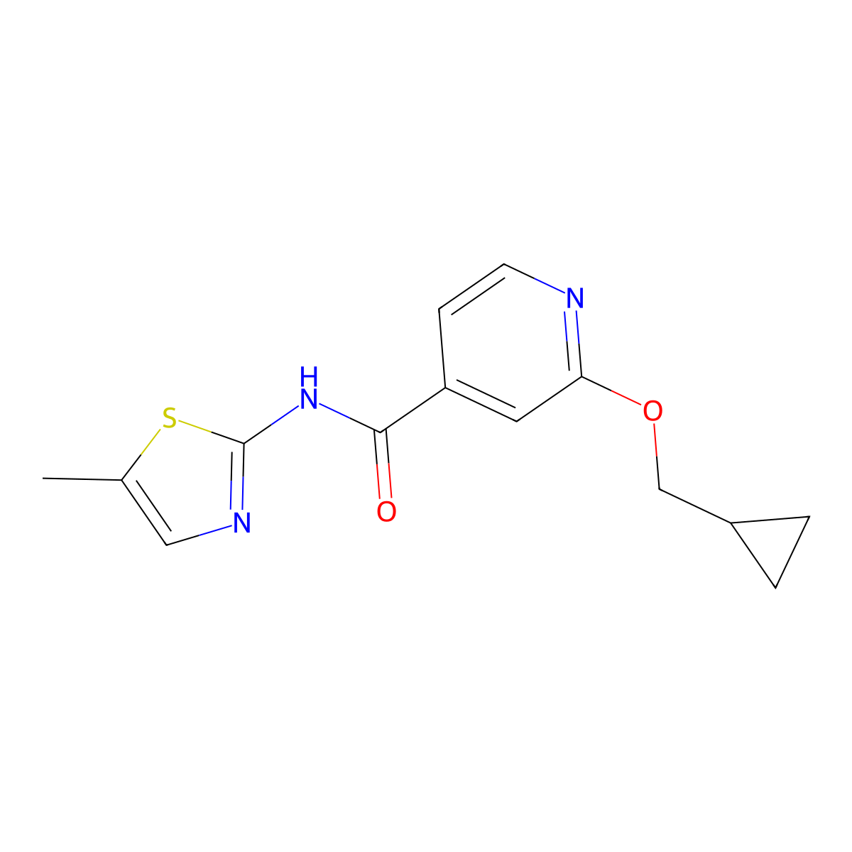 2-(cyclopropylmethoxy)-N-(5-methylthiazol-2-yl)isonicotinamide molecular structure, CAS 2034359-17-4