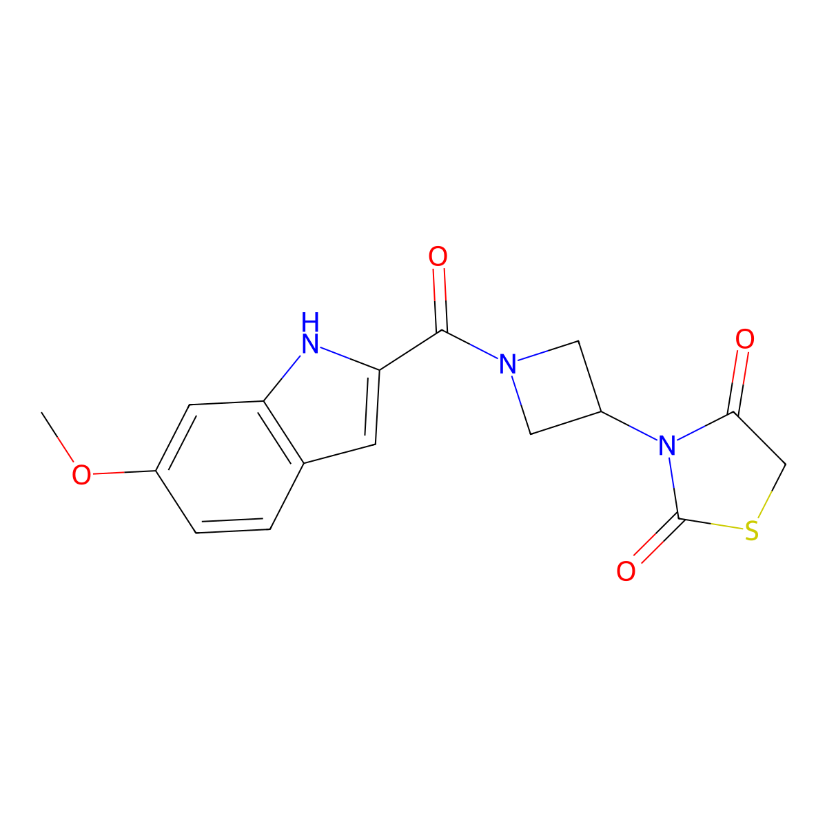 3-(1-(6-methoxy-1H-indole-2-carbonyl)azetidin-3-yl)thiazolidine-2,4-dione molecular structure, CAS 2034359-19-6