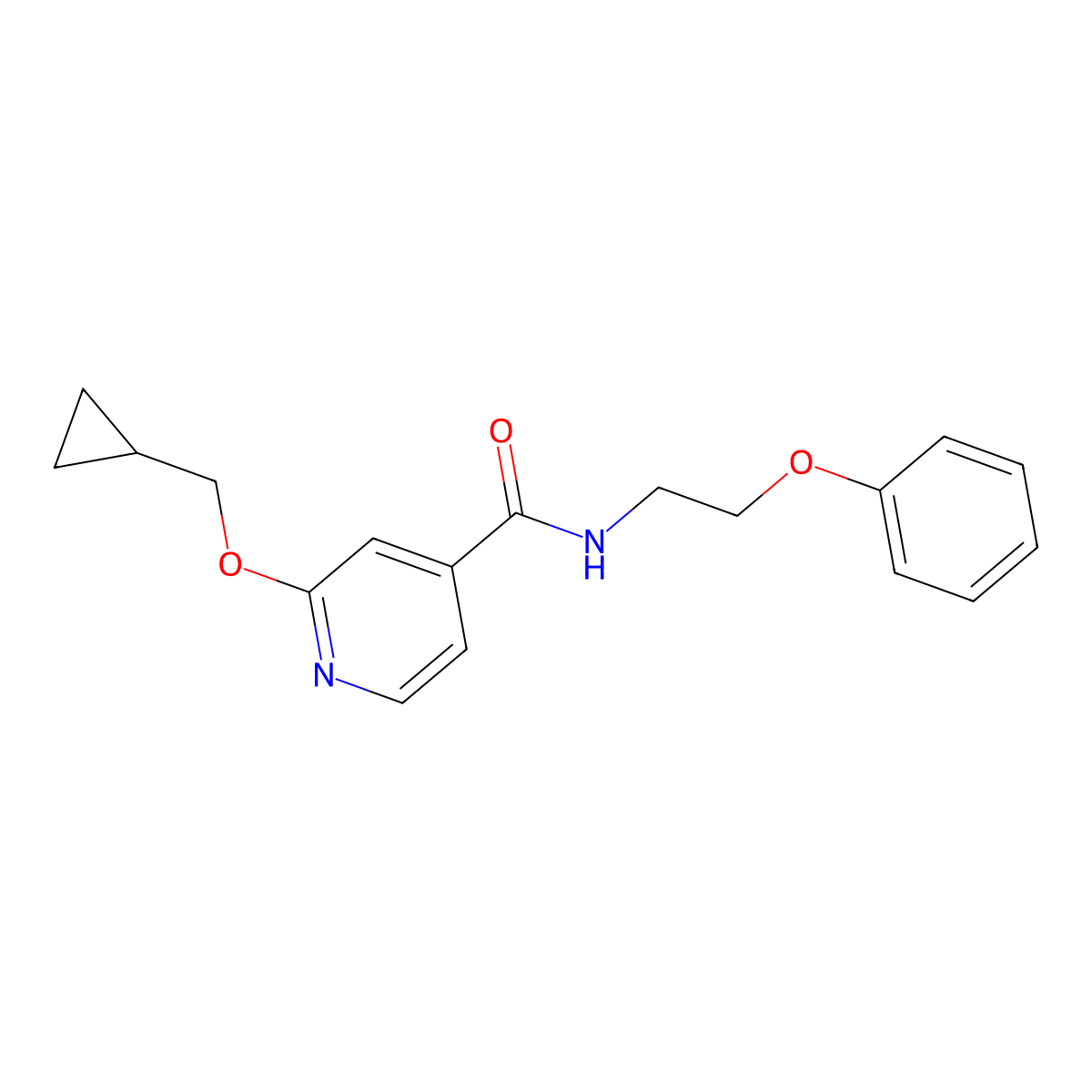 2-(cyclopropylmethoxy)-N-(2-phenoxyethyl)isonicotinamide molecular structure, CAS 2034359-22-1