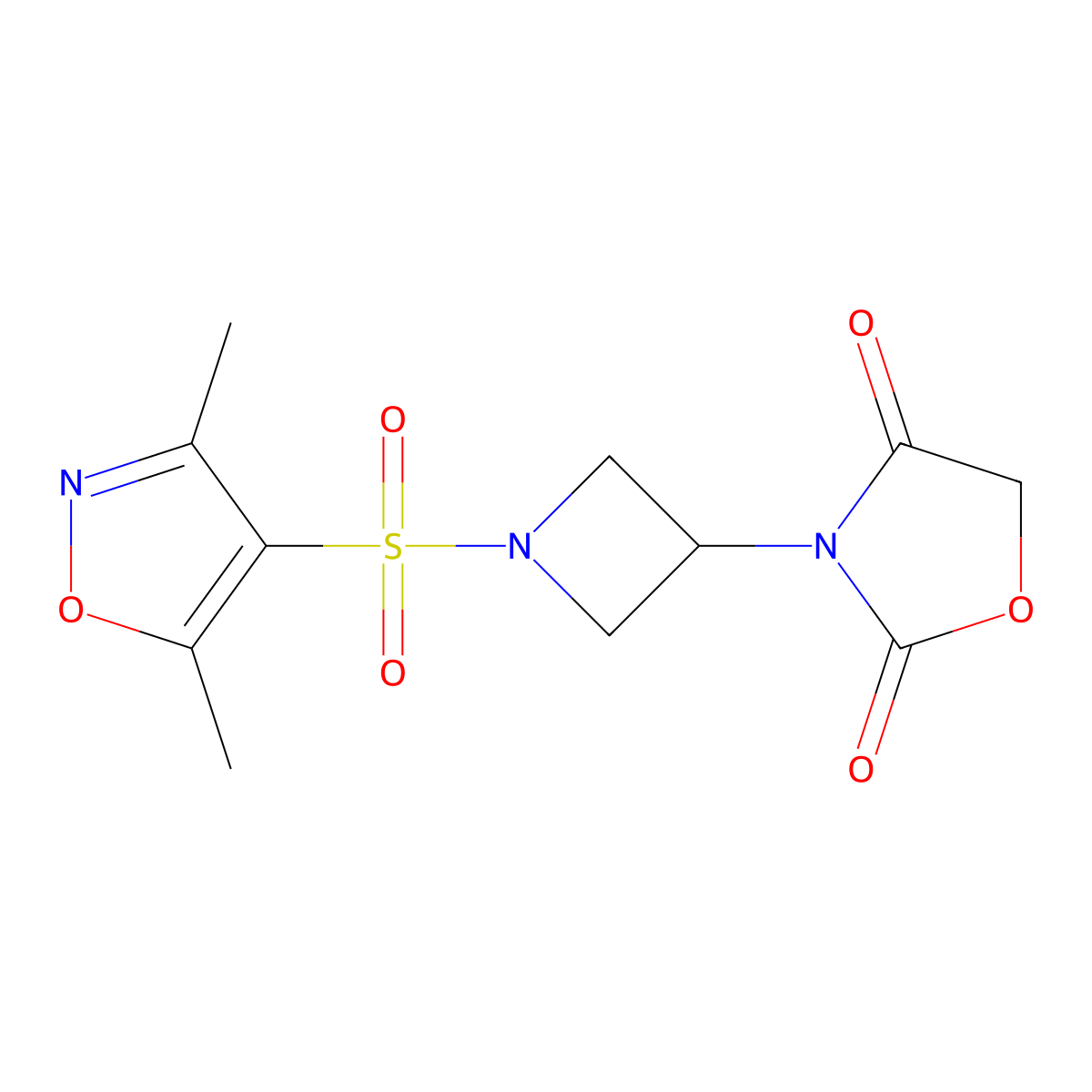 3-(1-((3,5-Dimethylisoxazol-4-yl)sulfonyl)azetidin-3-yl)oxazolidine-2,4-dione molecular structure, CAS 2034359-28-7