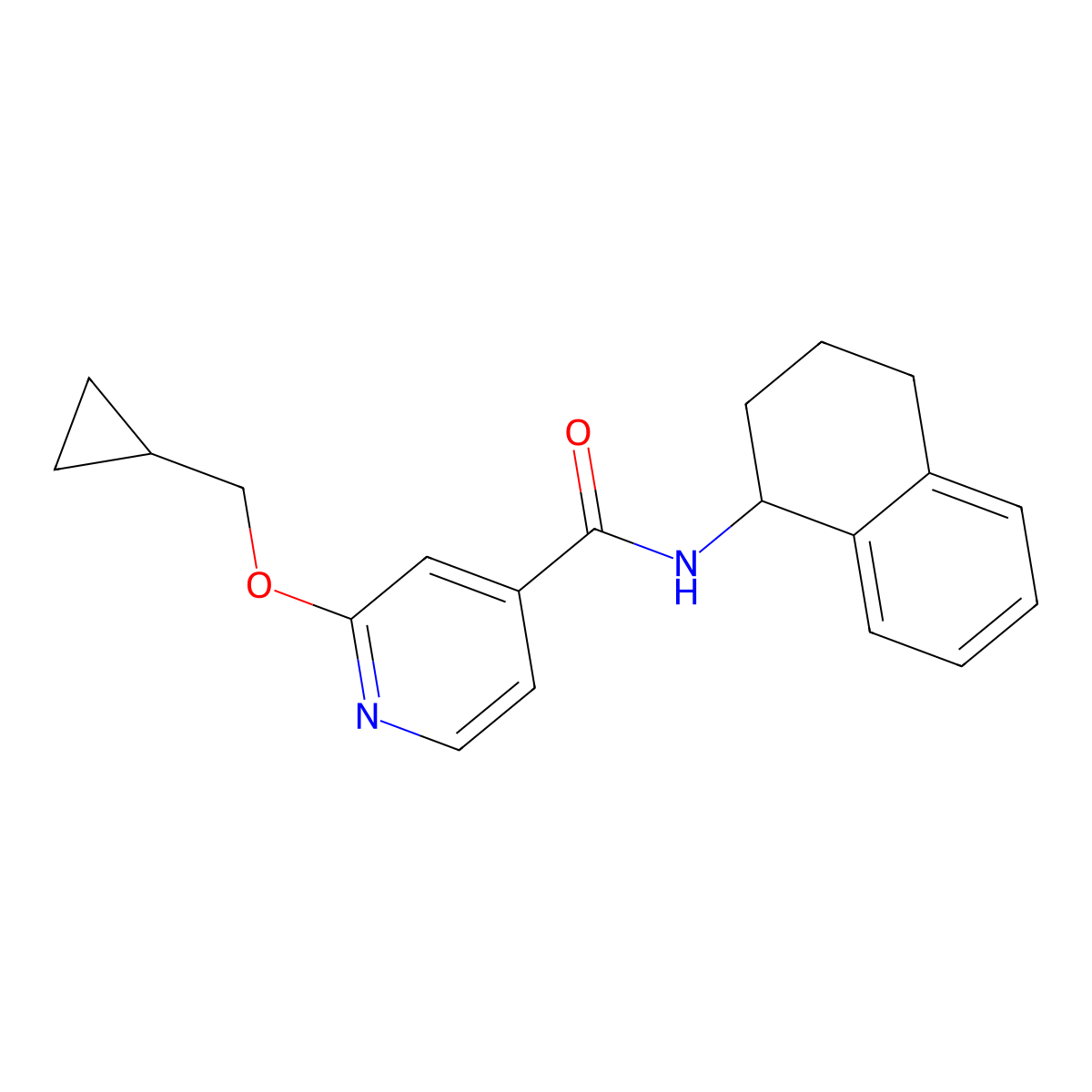 2-(cyclopropylmethoxy)-N-(1,2,3,4-tetrahydronaphthalen-1-yl)isonicotinamide molecular structure, CAS 2034359-29-8