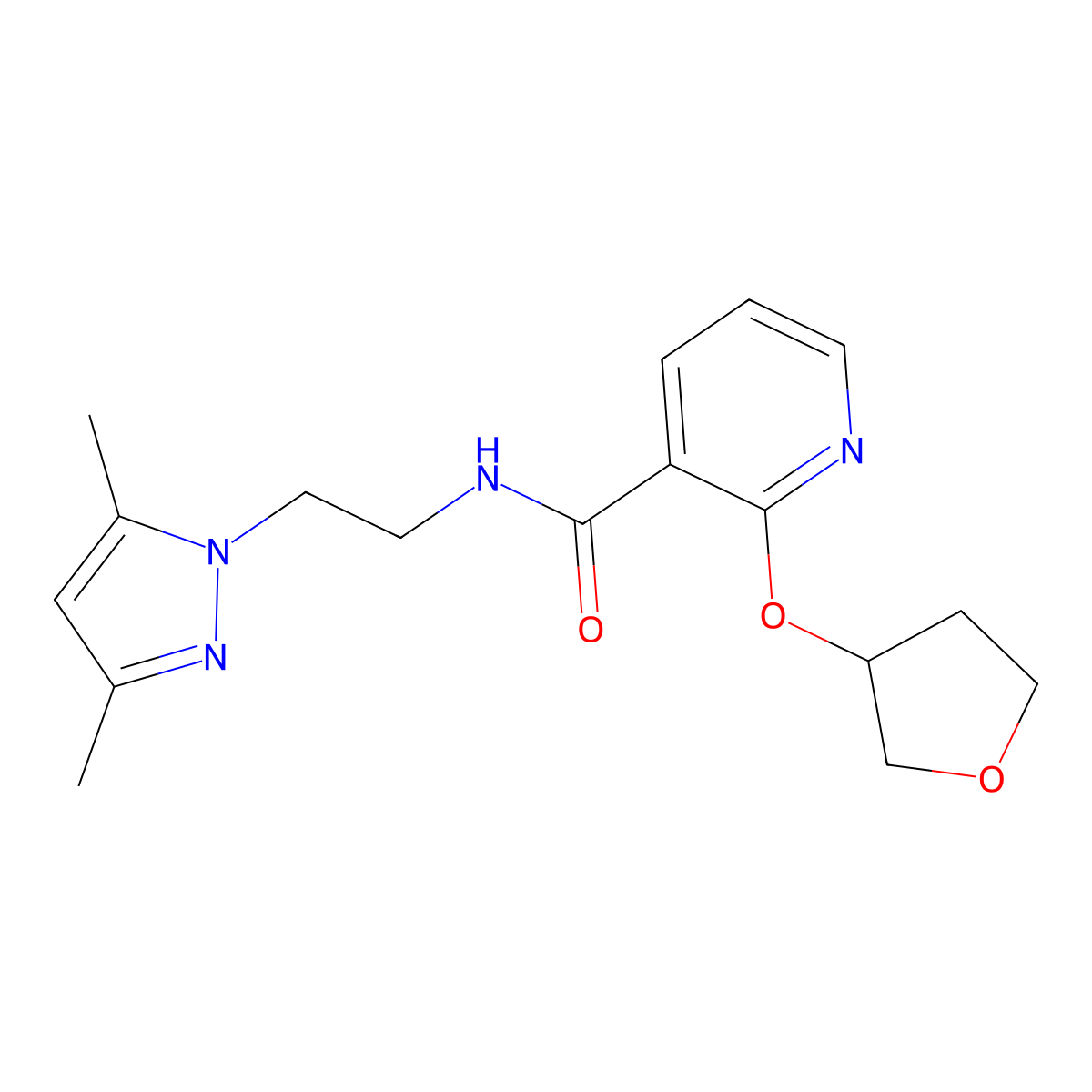 N-(2-(3,5-dimethyl-1H-pyrazol-1-yl)ethyl)-2-((tetrahydrofuran-3-yl)oxy)nicotinamide molecular structure, CAS 2034359-32-3