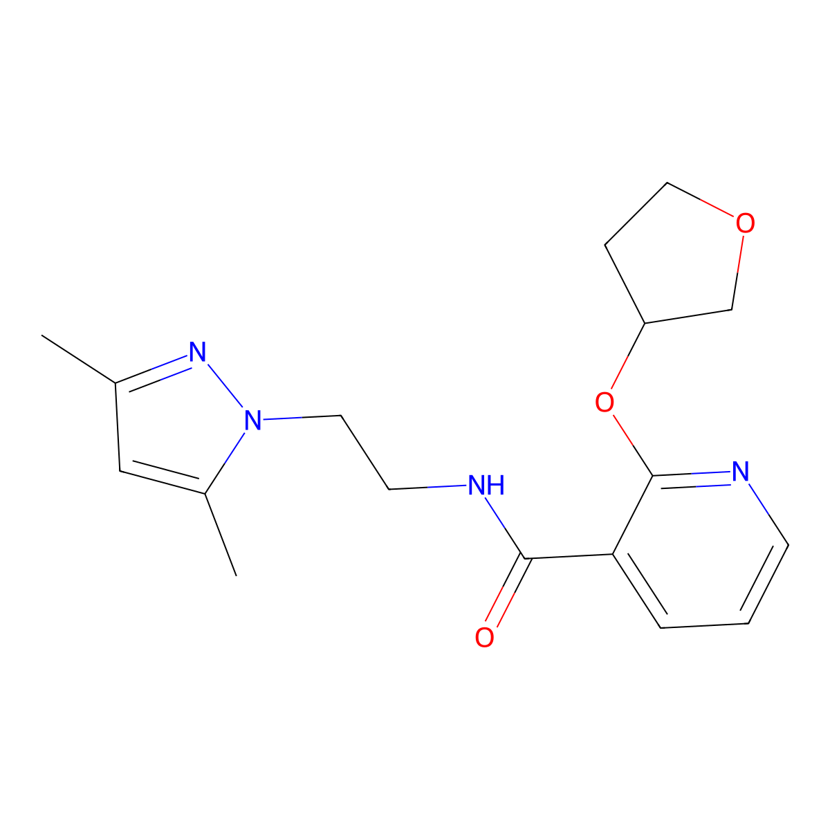 N-(2-(3,5-dimethyl-1H-pyrazol-1-yl)ethyl)-2-((tetrahydrofuran-3-yl)oxy)nicotinamide molecular structure, CAS 2034359-32-3