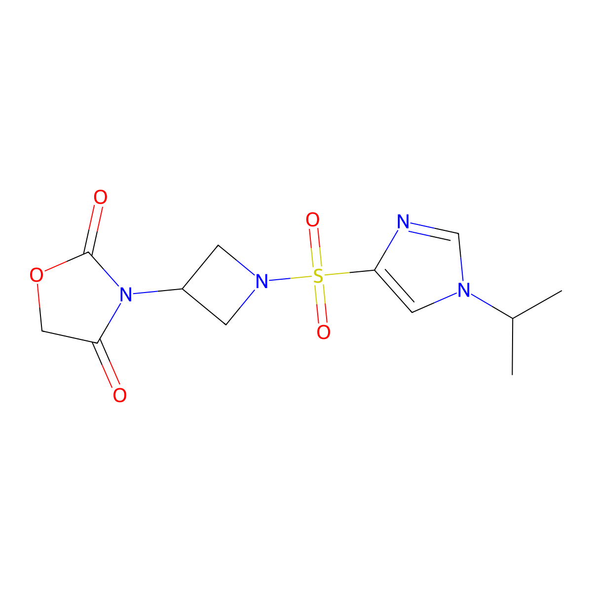 3-(1-((1-isopropyl-1H-imidazol-4-yl)sulfonyl)azetidin-3-yl)oxazolidine-2,4-dione molecular structure, CAS 2034359-33-4