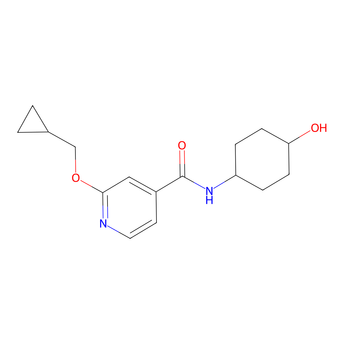 2-(cyclopropylmethoxy)-N-(4-hydroxycyclohexyl)isonicotinamide molecular structure, CAS 2034359-34-5