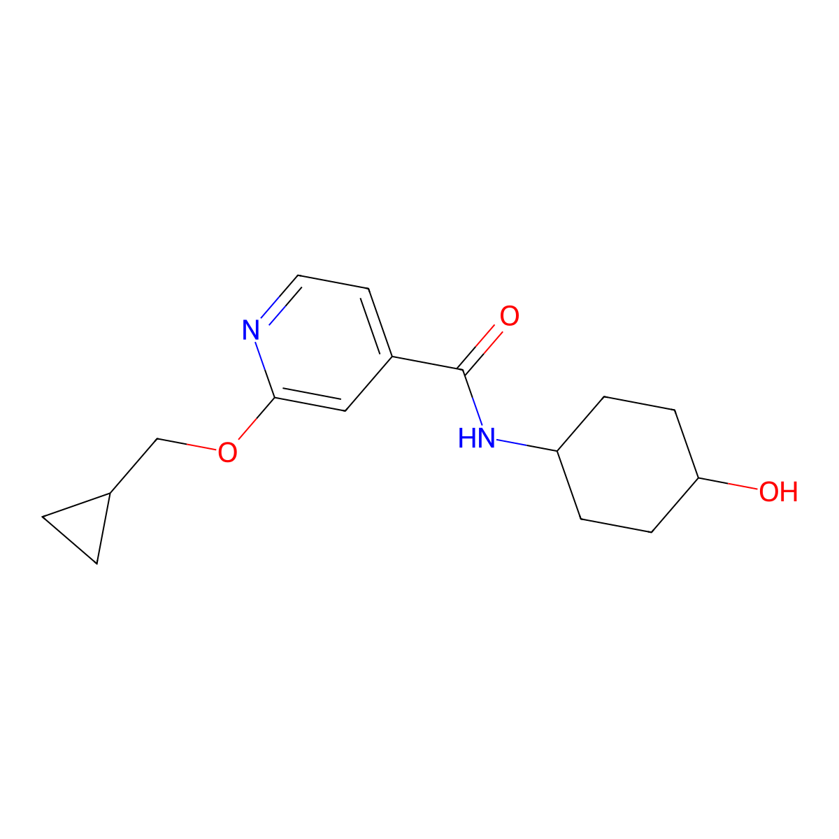 2-(cyclopropylmethoxy)-N-(4-hydroxycyclohexyl)isonicotinamide molecular structure, CAS 2034359-34-5