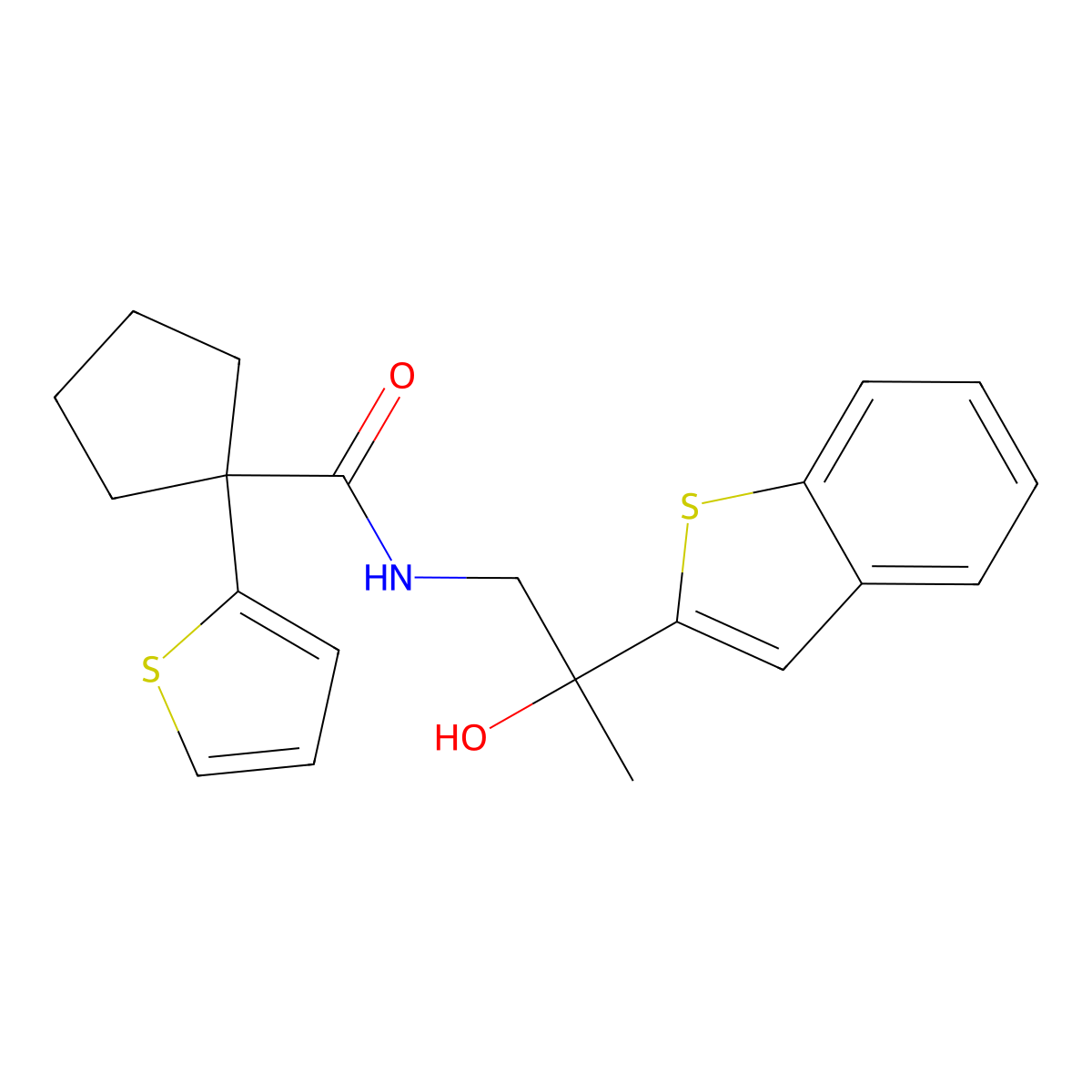 N-(2-(benzo[b]thiophen-2-yl)-2-hydroxypropyl)-1-(thiophen-2-yl)cyclopentanecarboxamide molecular structure, CAS 2034359-35-6