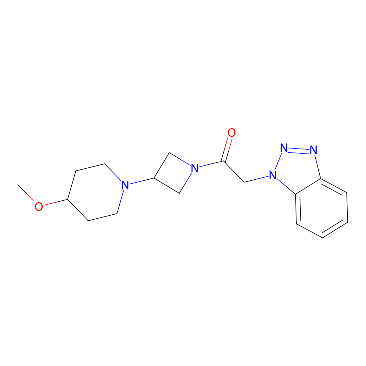 2-(1H-benzo[d][1,2,3]triazol-1-yl)-1-(3-(4-methoxypiperidin-1-yl)azetidin-1-yl)ethanone molecular structure, CAS 2034359-36-7
