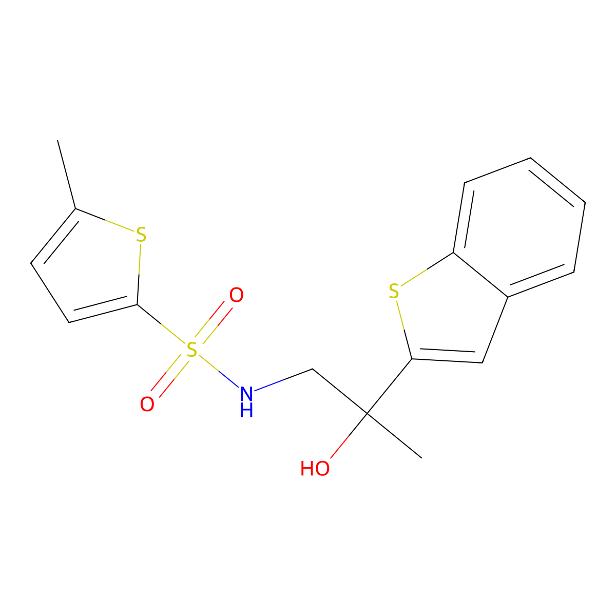 N-(2-(benzo[b]thiophen-2-yl)-2-hydroxypropyl)-5-methylthiophene-2-sulfonamide molecular structure, CAS 2034359-41-4