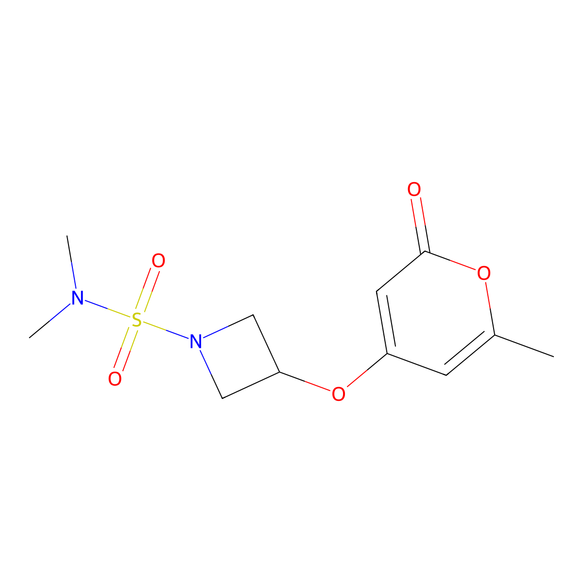 N,N-dimethyl-3-((6-methyl-2-oxo-2H-pyran-4-yl)oxy)azetidine-1-sulfonamide molecular structure, CAS 2034359-42-5