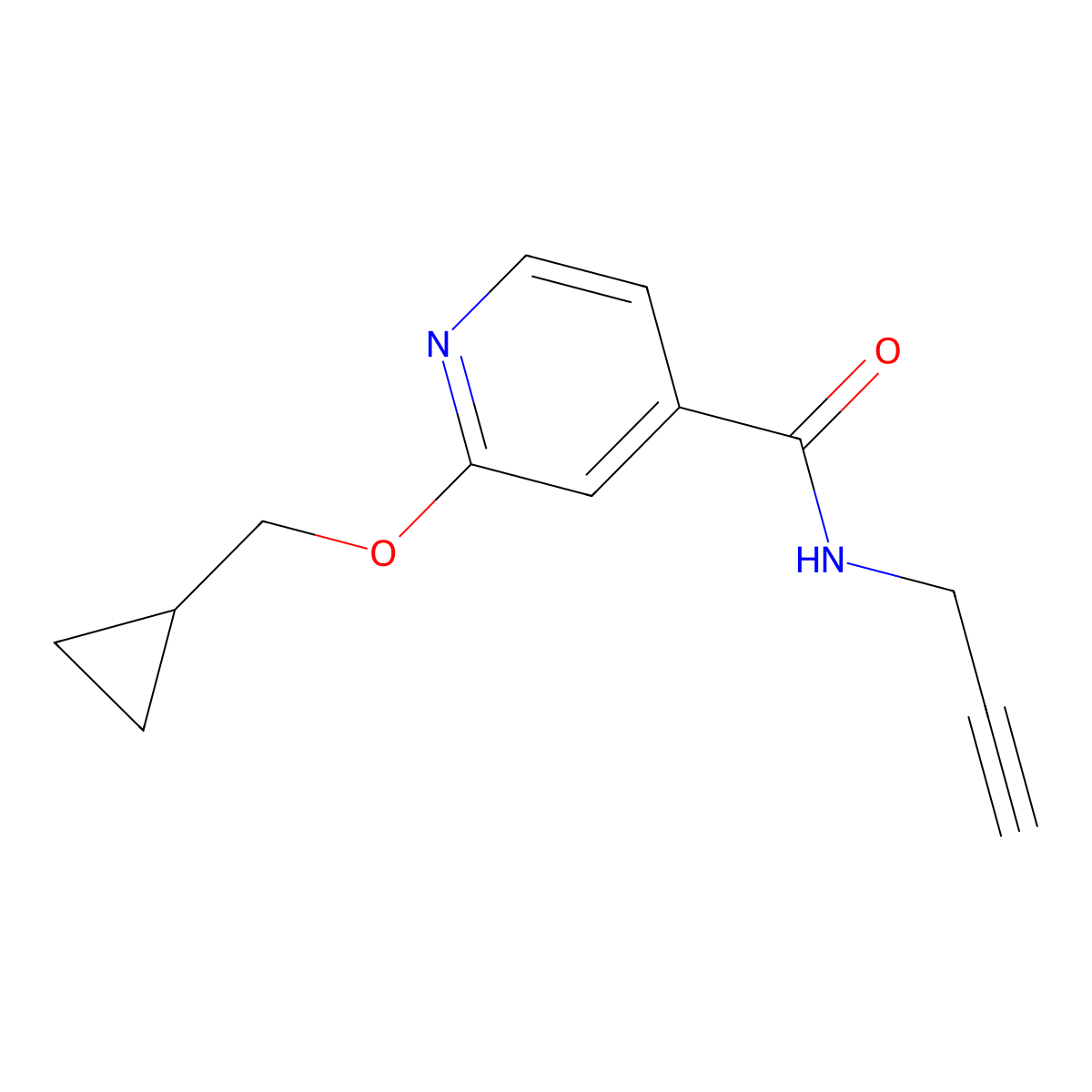 2-(cyclopropylmethoxy)-N-(prop-2-yn-1-yl)isonicotinamide molecular structure, CAS 2034359-43-6