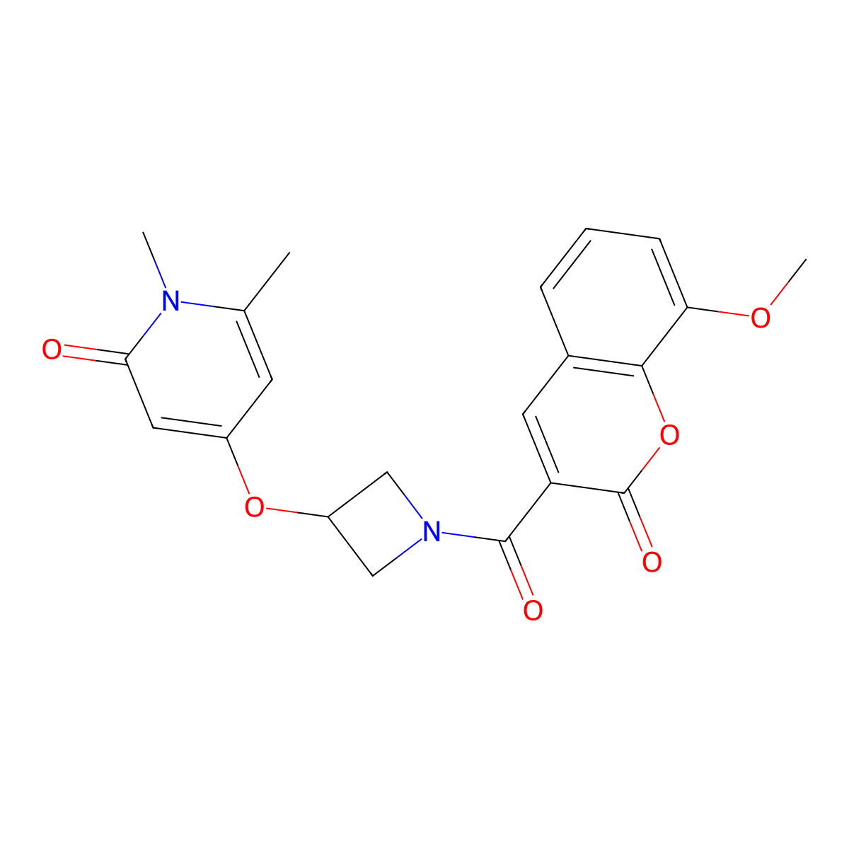 4-((1-(8-methoxy-2-oxo-2H-chromene-3-carbonyl)azetidin-3-yl)oxy)-1,6-dimethylpyridin-2(1H)-one molecular structure, CAS 2034359-47-0