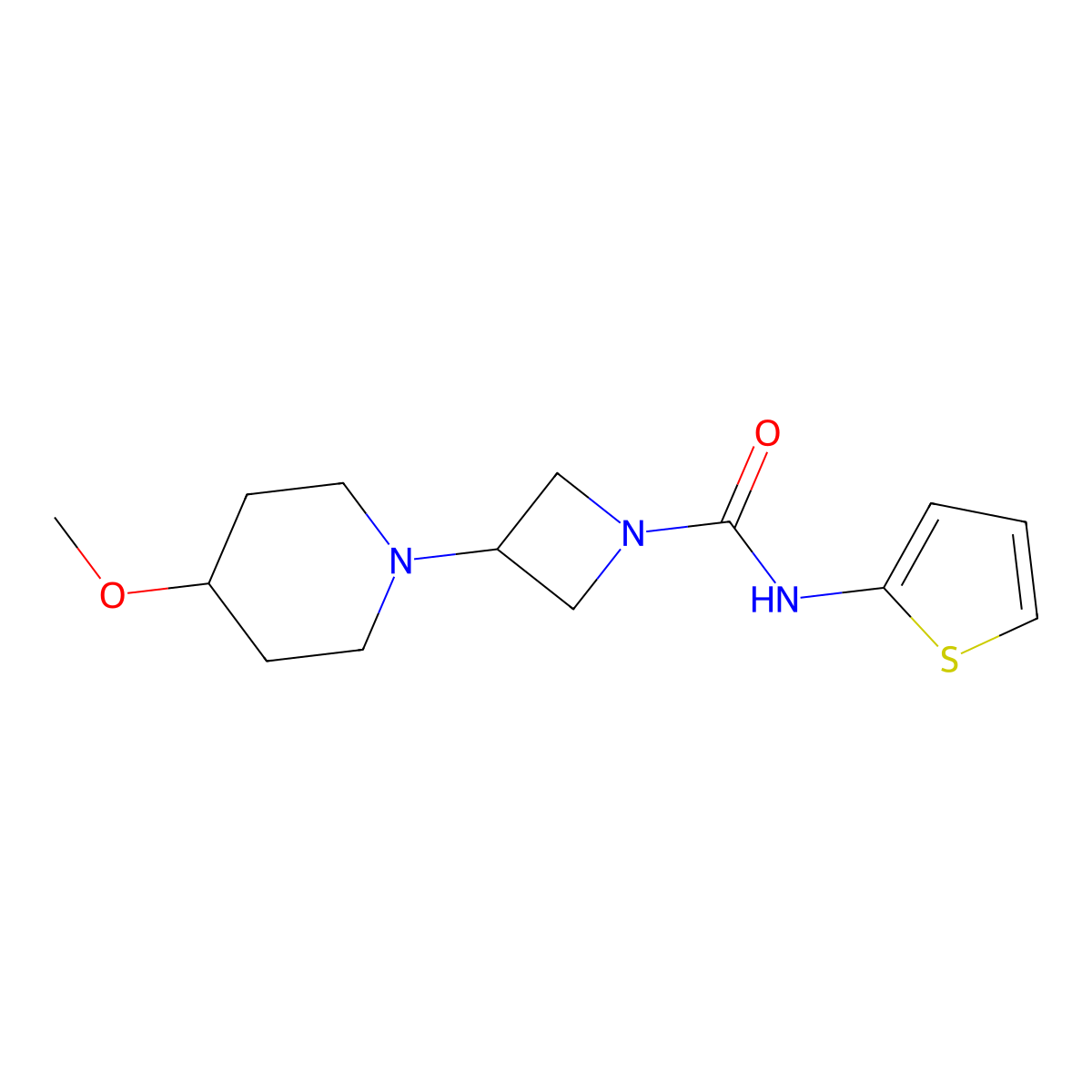 3-(4-methoxypiperidin-1-yl)-N-(thiophen-2-yl)azetidine-1-carboxamide molecular structure, CAS 2034359-48-1