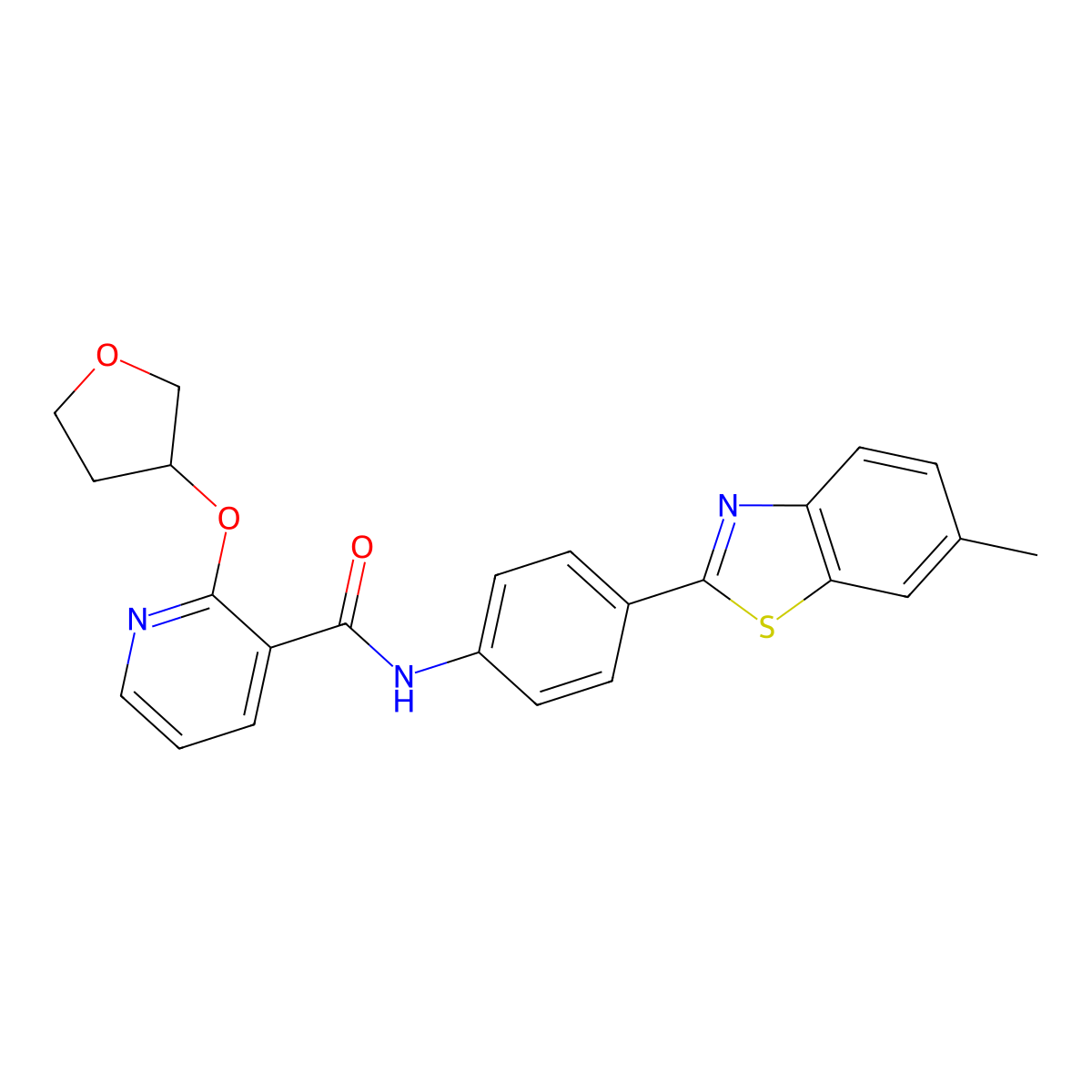 N-(4-(6-methylbenzo[d]thiazol-2-yl)phenyl)-2-((tetrahydrofuran-3-yl)oxy)nicotinamide molecular structure, CAS 2034359-50-5