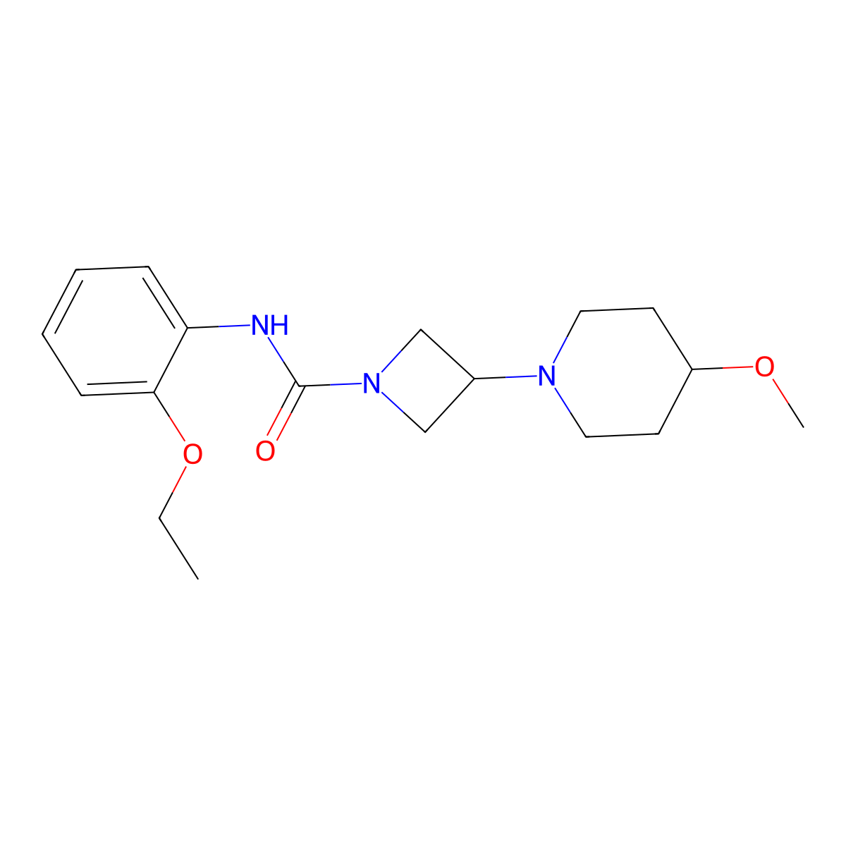 N-(2-ethoxyphenyl)-3-(4-methoxypiperidin-1-yl)azetidine-1-carboxamide molecular structure, CAS 2034359-52-7